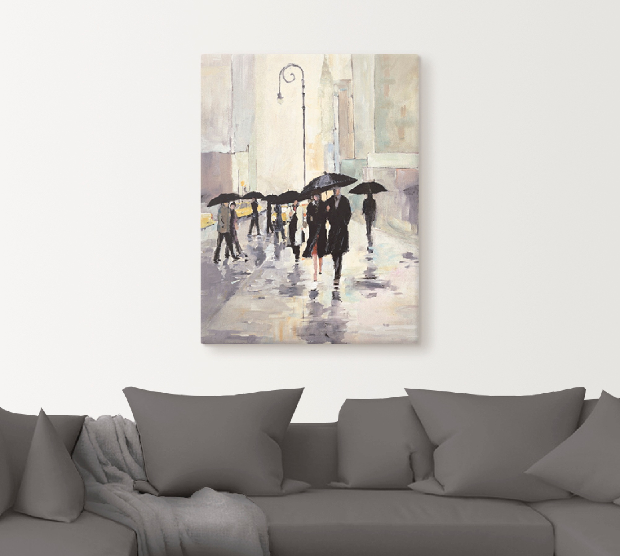 Artland Wandbild "Stadt im Regen" Gruppen & Familien 1 Stk. tlg. als Leinwa günstig online kaufen