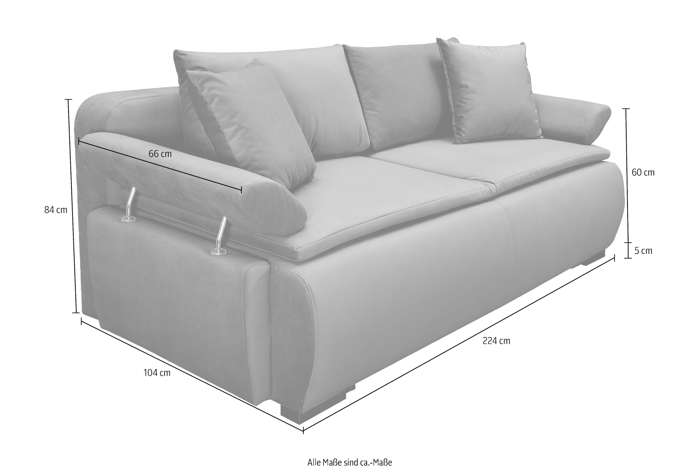 INOSIGN Schlafsofa »Romeo«, mit Boxspringaufbau, Bettfunktion & Bettkasten, Dauerschlafsofa