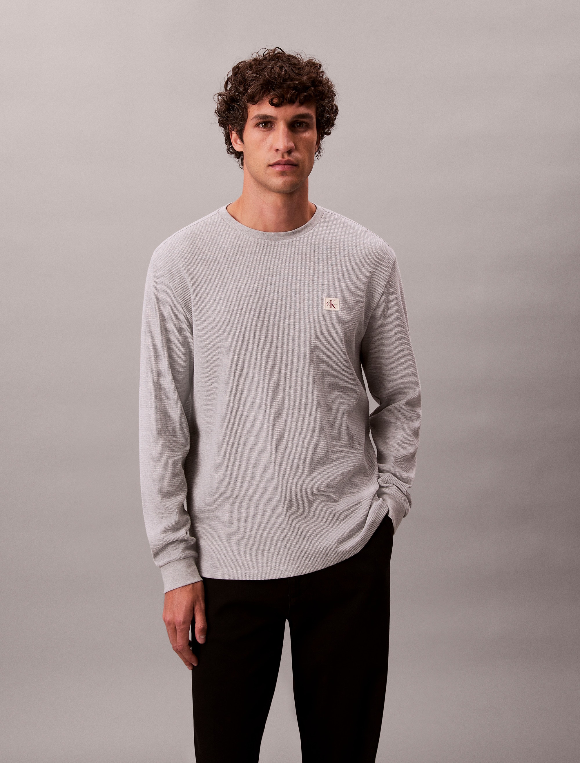 Calvin Klein Jeans Langarmshirt "LS WAFFLE BADGE CREWNK TEE", Mit Rundhalsa günstig online kaufen