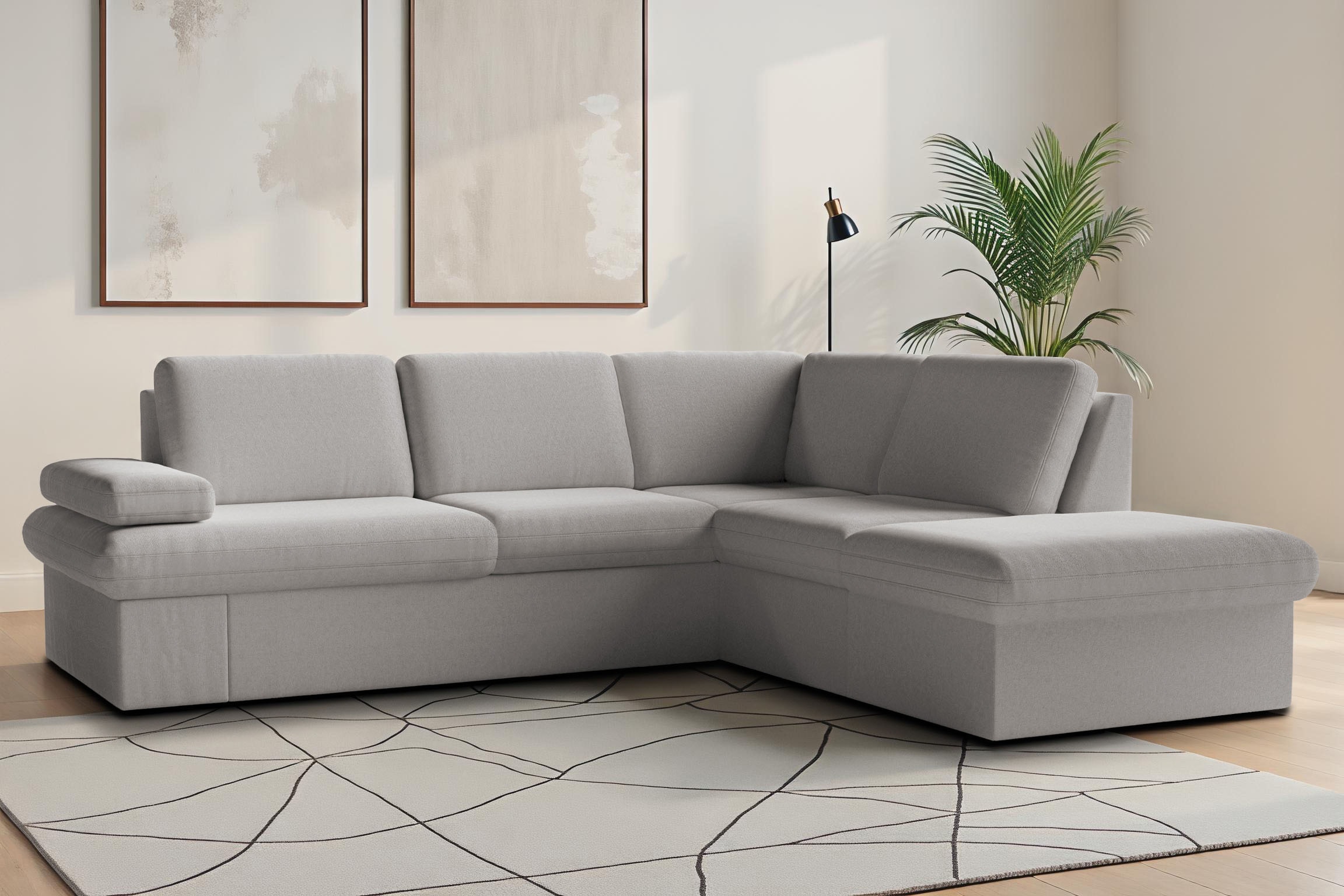 sit&more Ecksofa »Moreno L-Form, B: 238 cm« mit Armteilverstellung, optional Bettfunktion