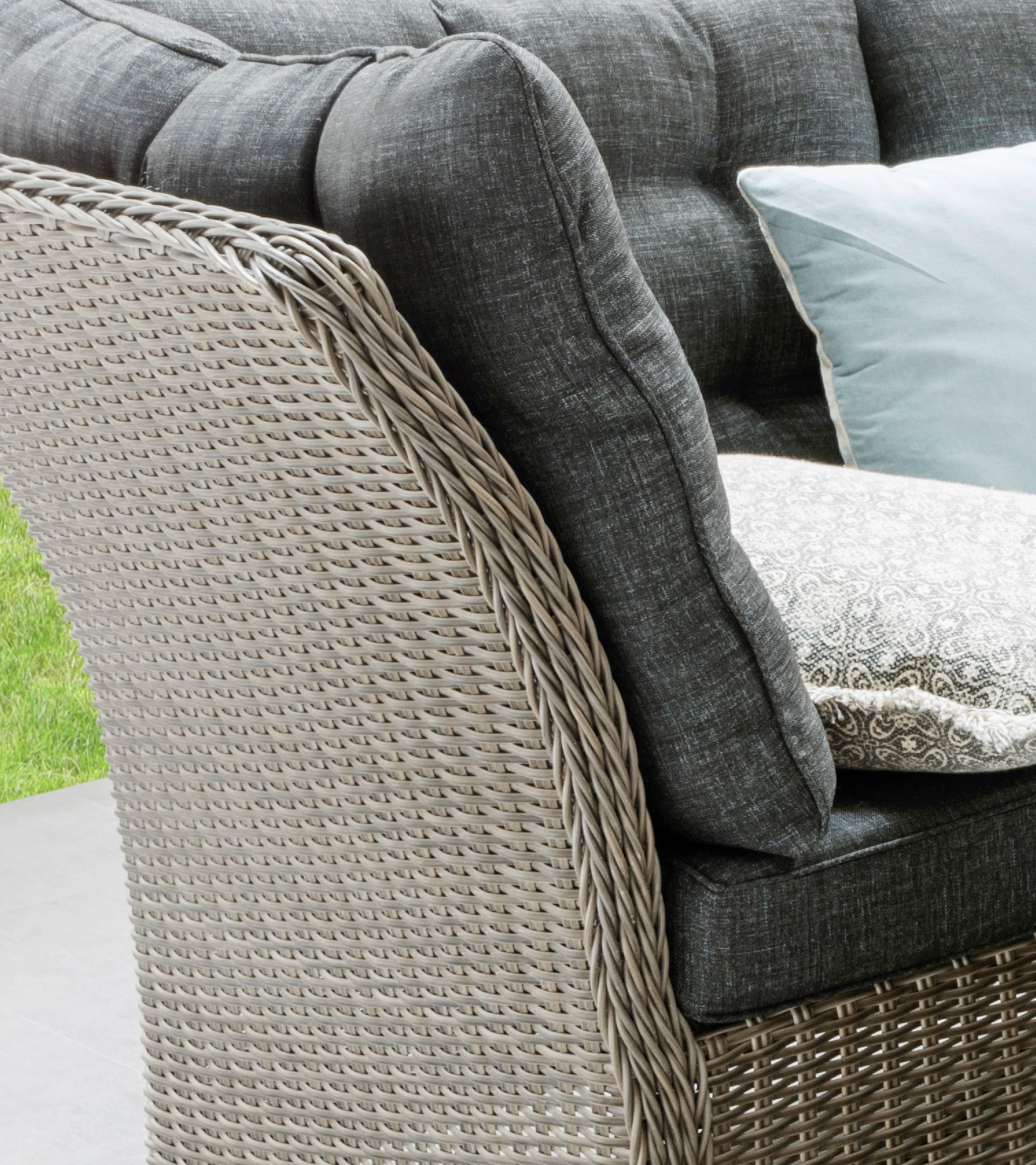 Destiny Garten-Essgruppe »PALMA«, (10 tlg., 2x Schenkel, 1x Eckmodul, 1x Tisch, inkl. Auflagen), Aluminium, Polyrattan