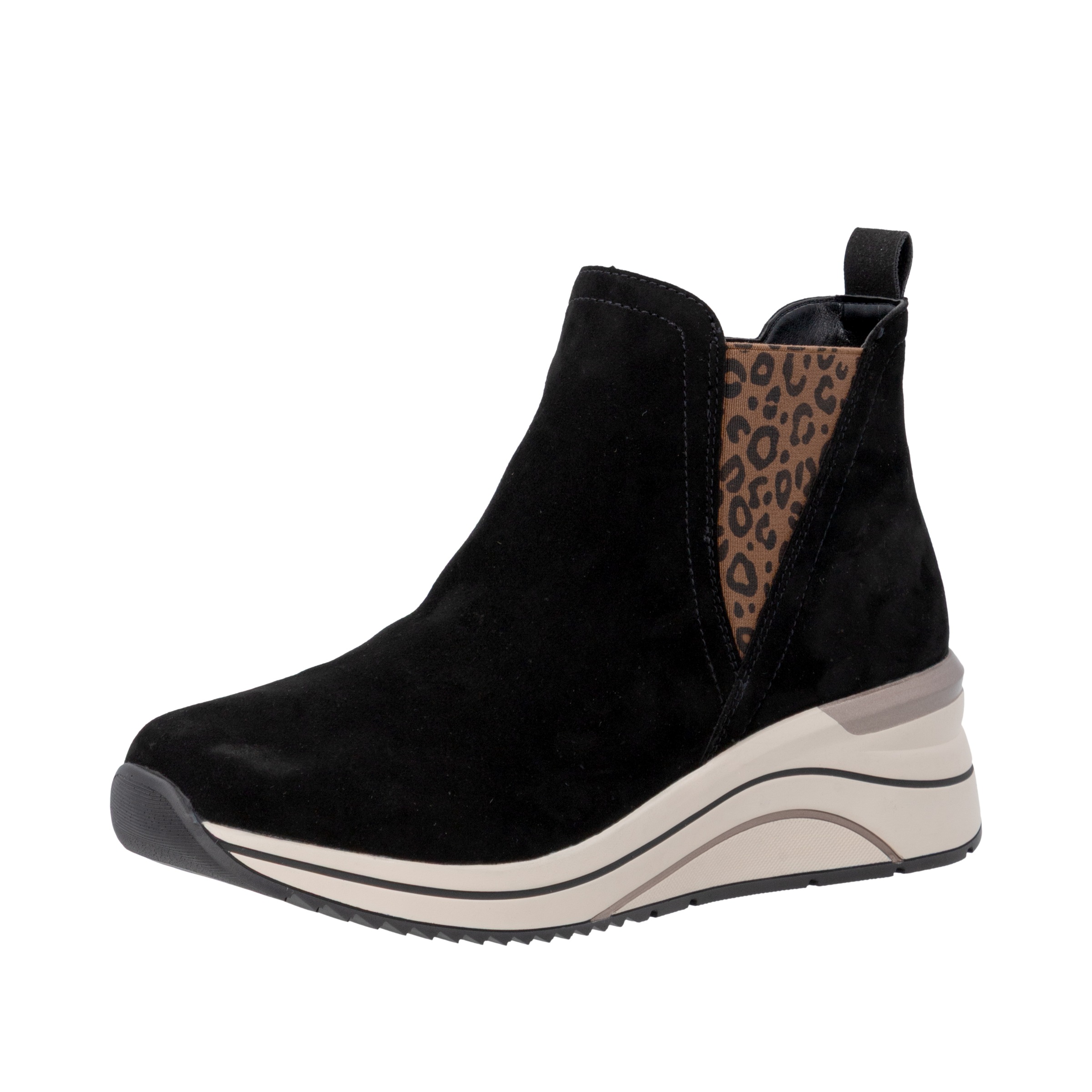 Remonte Keilstiefelette Boots, Chelseaboots, Plateaustiefelette mit Leo-Stretcheinsatz