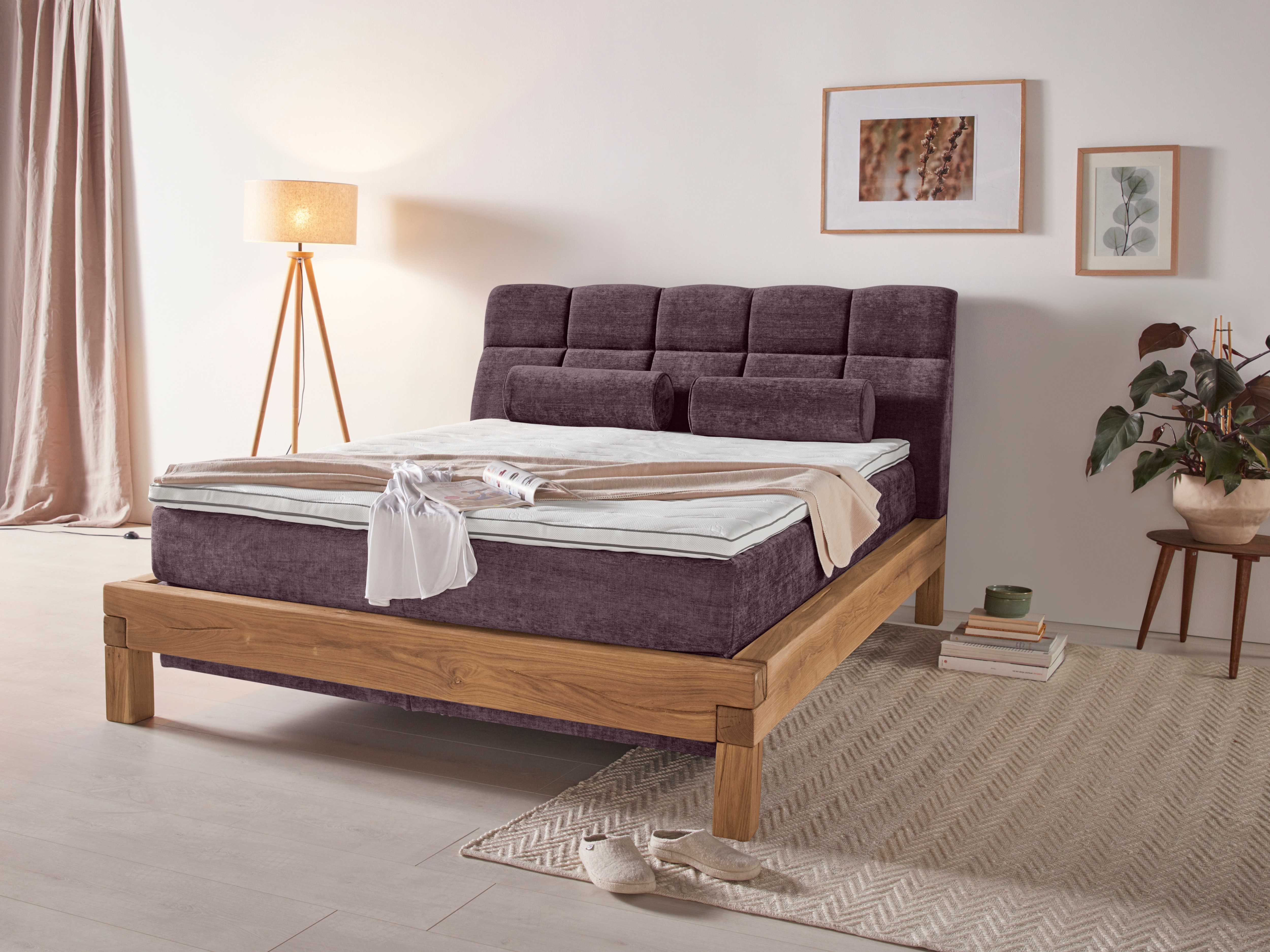 Home affaire Boxspringbett "Villads" Liegefläche: 160/200 cm aus Balkeneiche, Inside-Boxspring-Unterbau