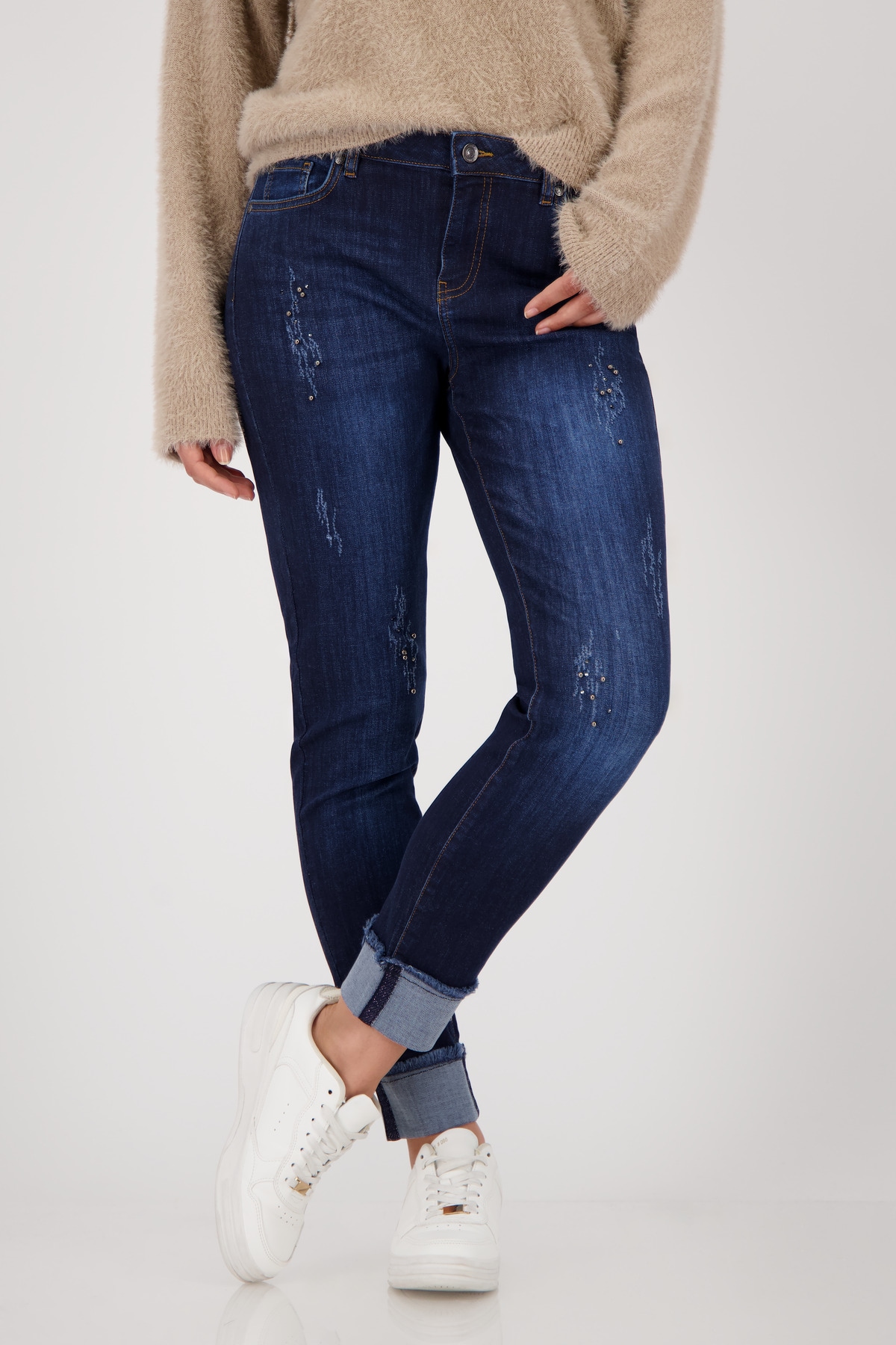 Monari Skinny-fit-Jeans "Hose Jeans Perlenschmuck", Regular fit günstig online kaufen