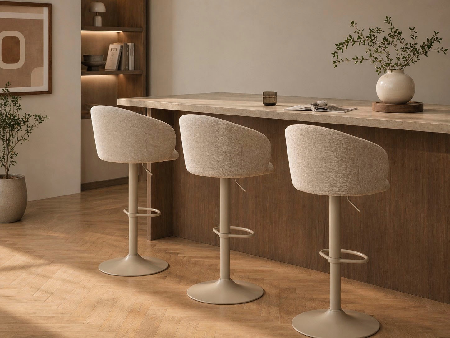 ACTONA GROUP Barhocker »Eleanor 2er Set, gepolstert - drehbar & höhenverstellbar, moderne« 1 Stk. tlg. Bequemer Barstuhl mit Fußstütze und Drehfunktion im Scandi Stil