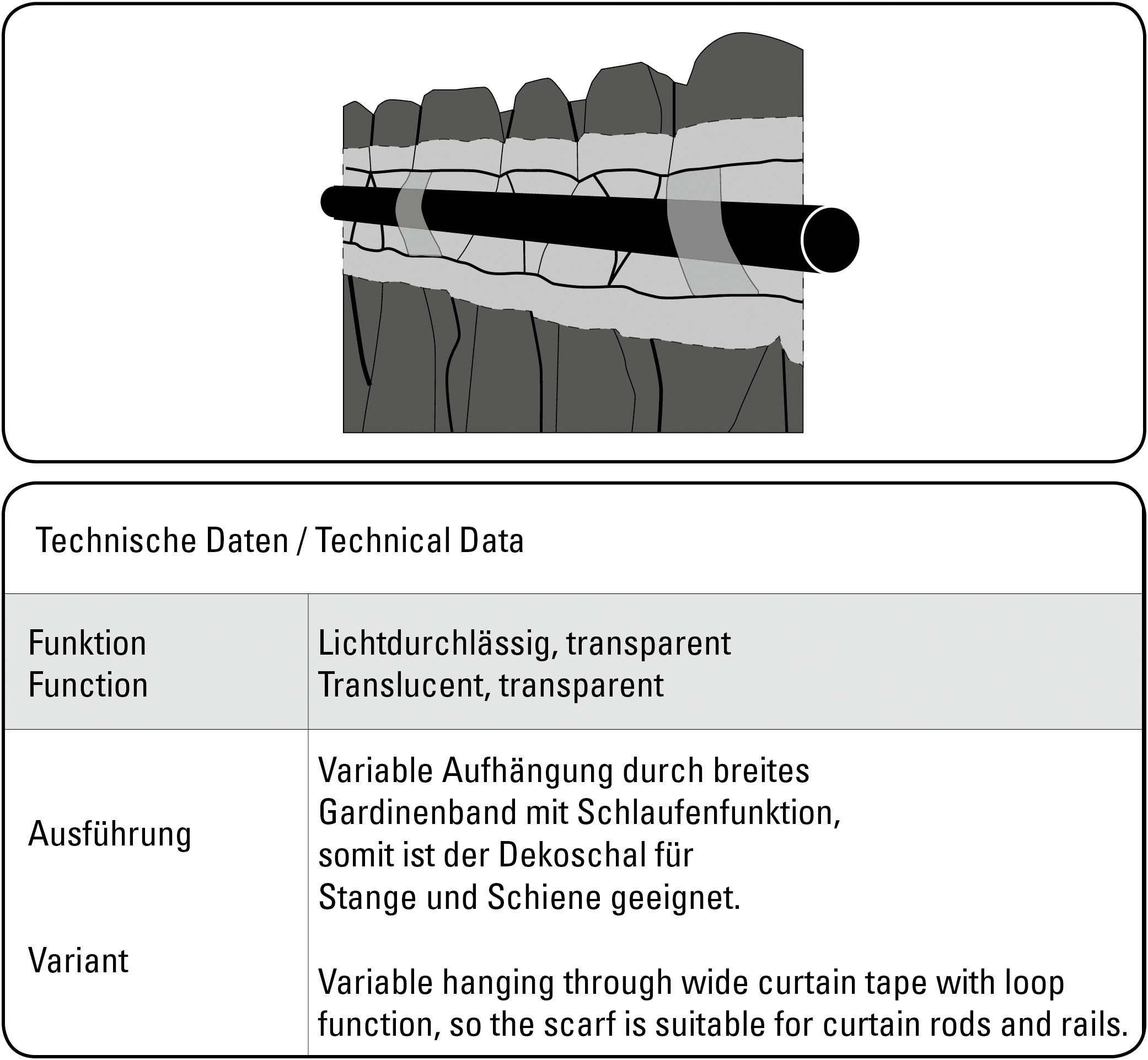 Gardine »Schal Etamine Querstreifen«, (1 St.), mit Gardinenband und verdeckten Schlaufen