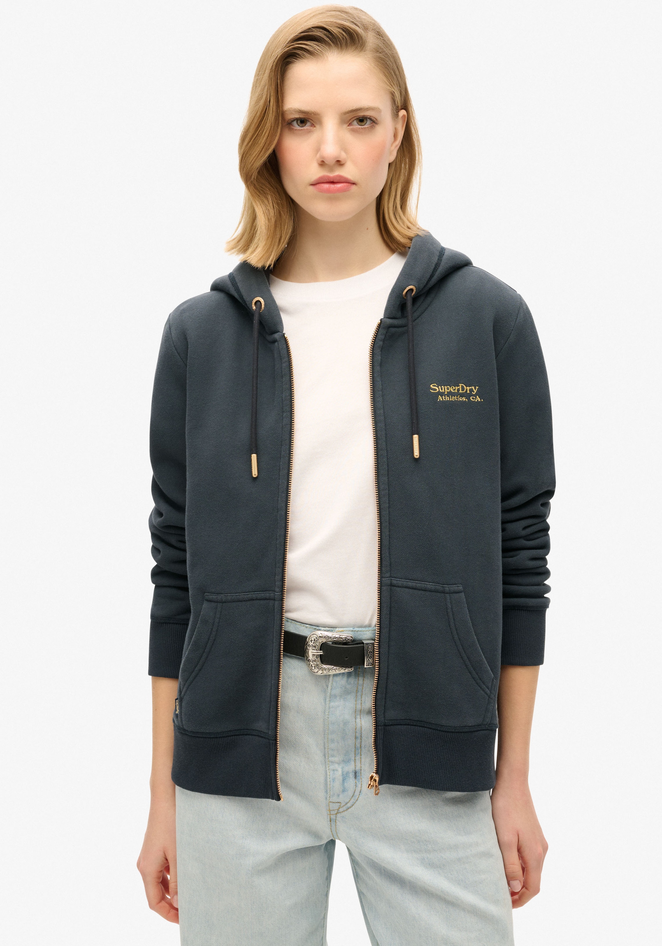 Superdry Kapuzensweatjacke "ESSENTIAL LOGO ZIP HOODIE", mit Logostickerei