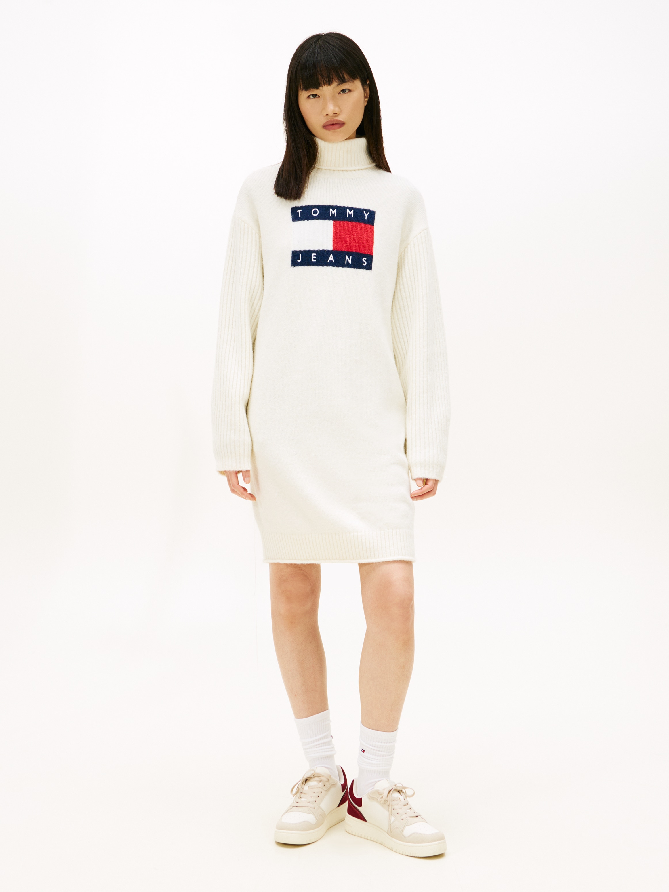 Tommy Jeans Strickkleid "TJW TURTLENECK FLAG DRESS EXT" günstig online kaufen