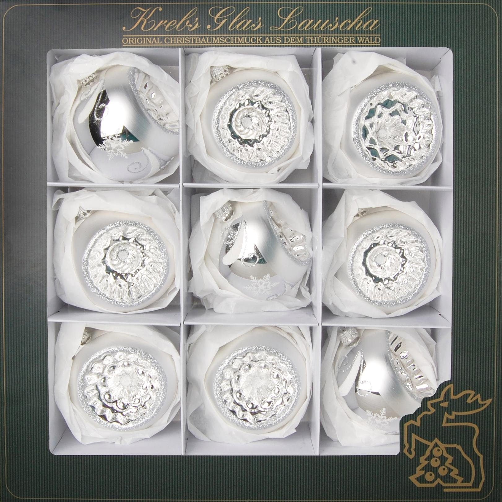 Krebs Glas Lauscha Weihnachtsbaumkugel »Reflexstyle, Weihnachtsdeko, Christbaumschmuck, Christbaumkugeln Glas« mundgeblasen, silberfarben