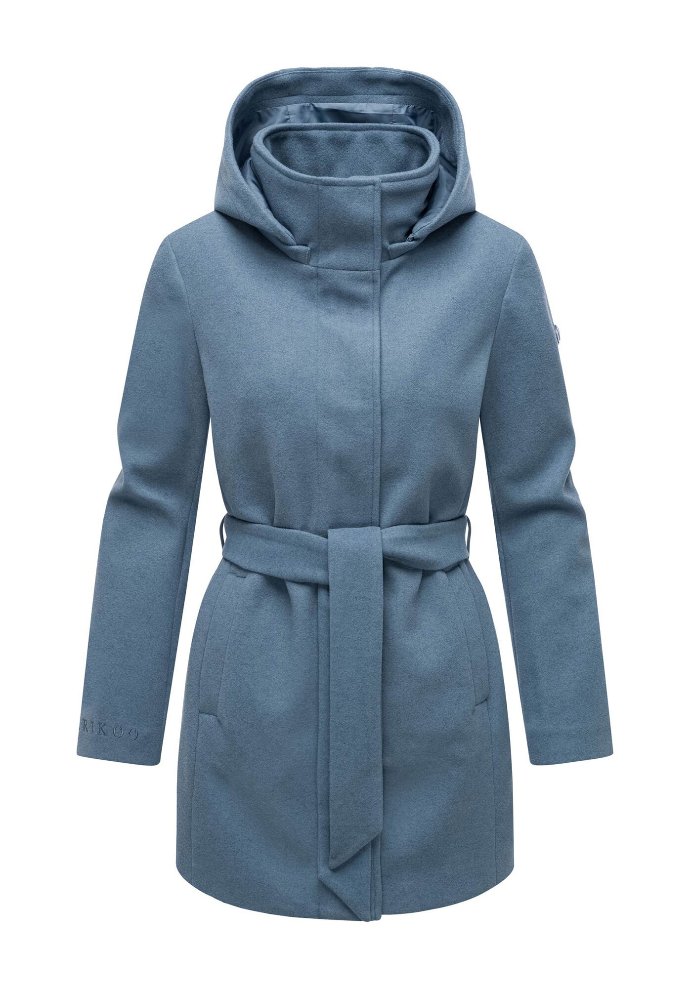 Marikoo Kurzmantel »Katalinaa« Eleganter Wickel Mantel mit Taillengürtel und Oversized Hood Kapuze