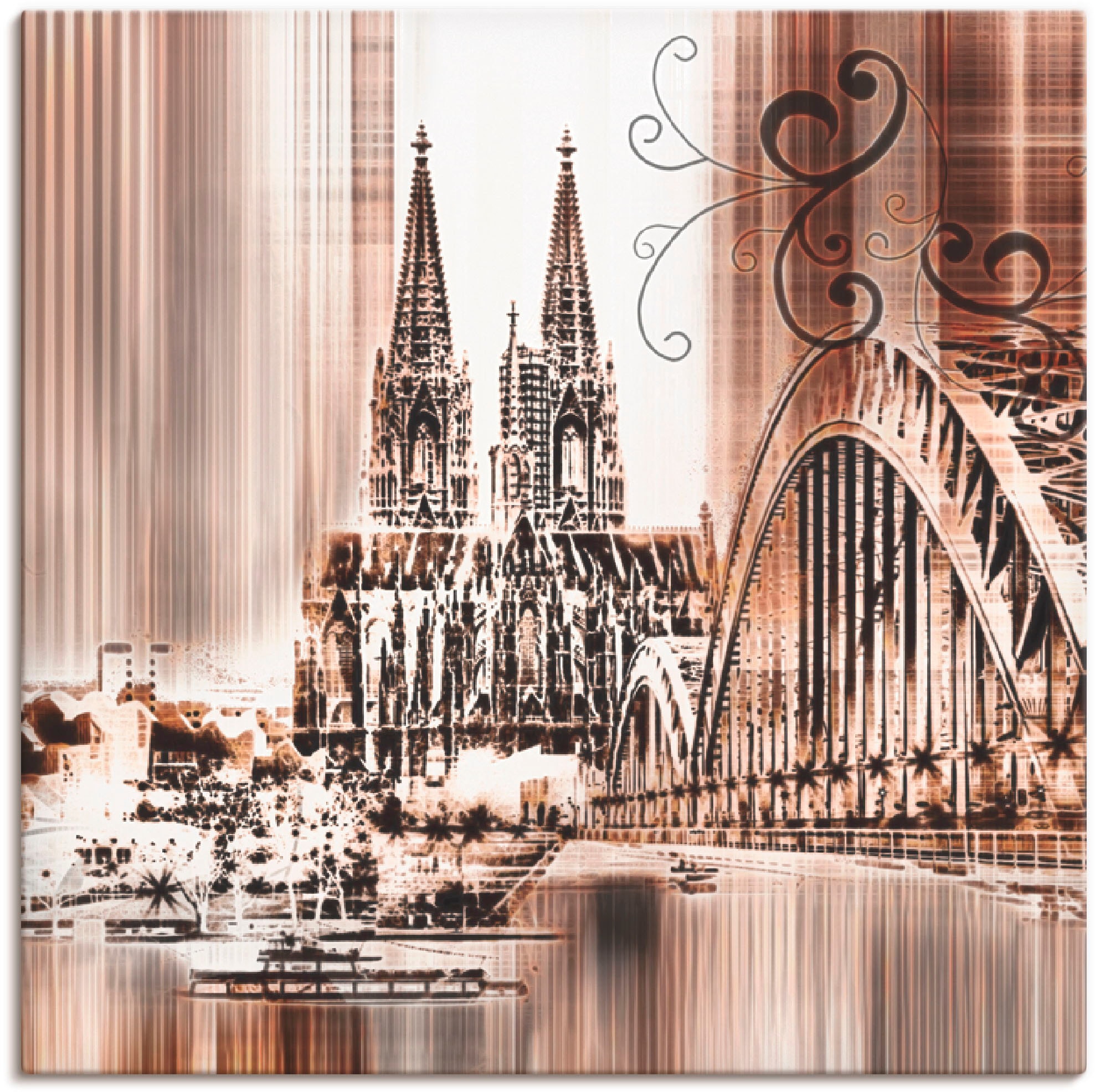 Artland Wandbild "Köln Skyline Collage VI", Architektonische Elemente, (1 St.), als Leinwandbild, Wandaufkleber in versc