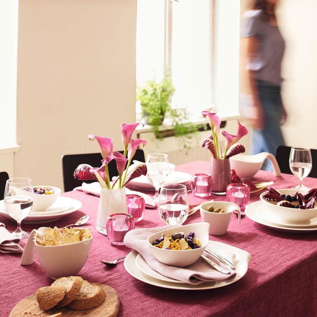 Villeroy & Boch Geschirr-Set »Tafelservice Flow 18er Set weiß« Spülmaschinengeeignet, Mikrowellenfest