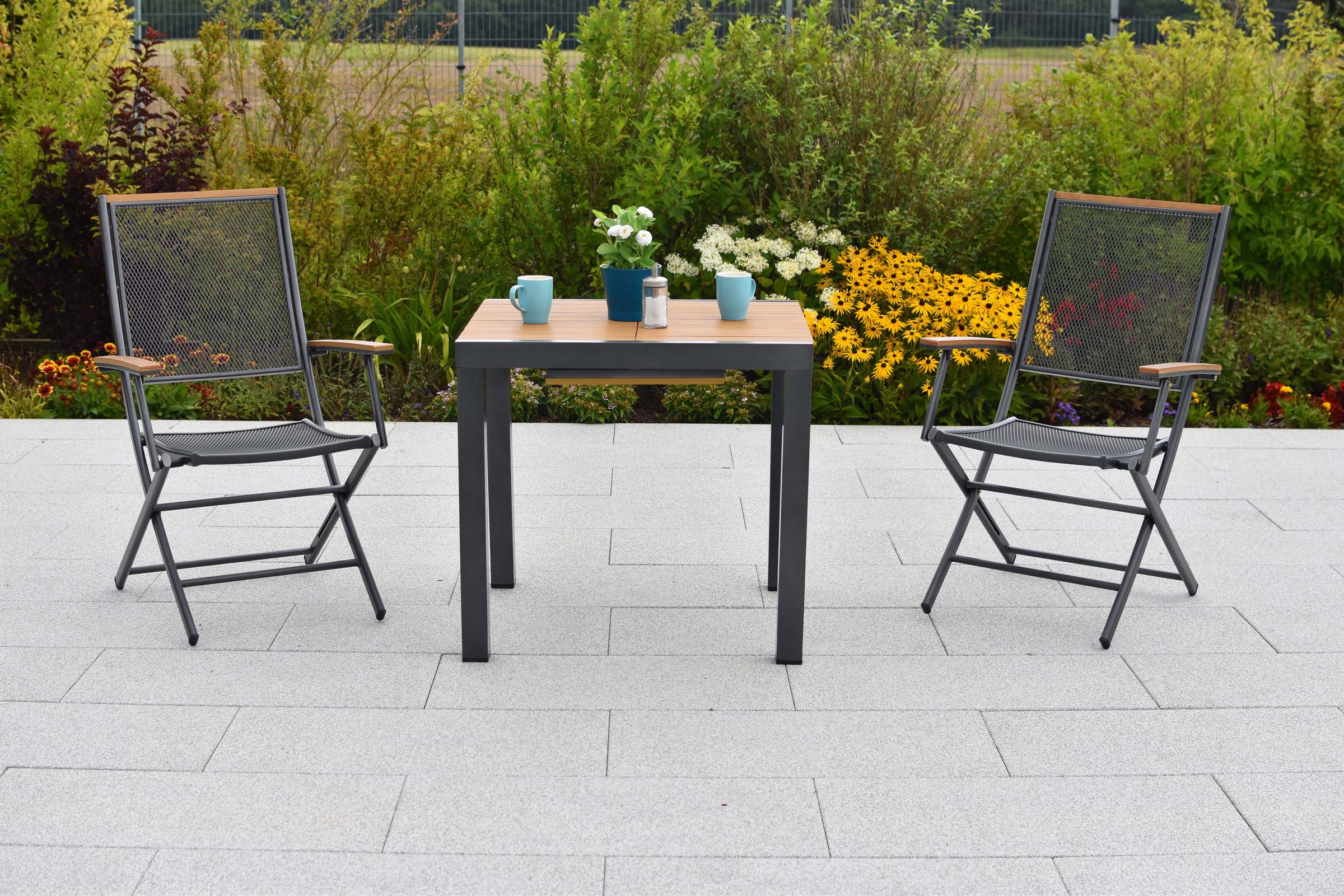 MERXX Balkonset »Itanos« Set, 3 tlg. inkl. 2 Klappsssel, 1 Balkonausziehtisch