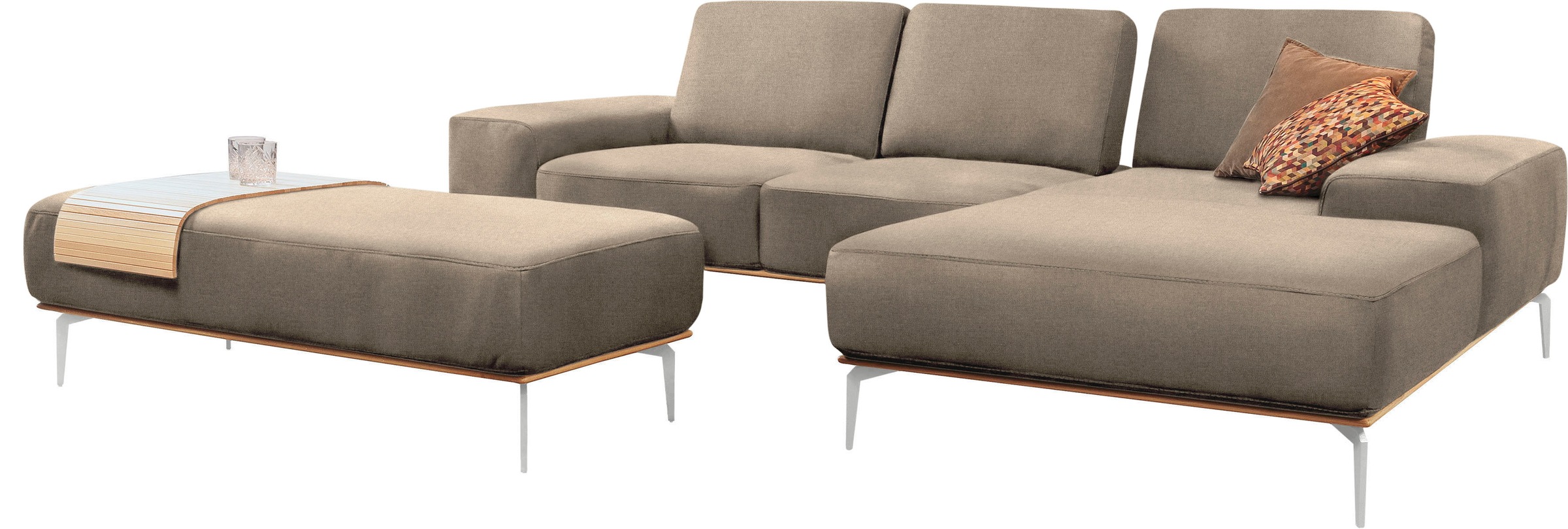 Thumbnail - W.SCHILLIG Ecksofa "run, Designsofa mit tollem Sitzkomfort, L-Form", mit elegantem Holzsockel, Füße in Chrom glänzend, B...