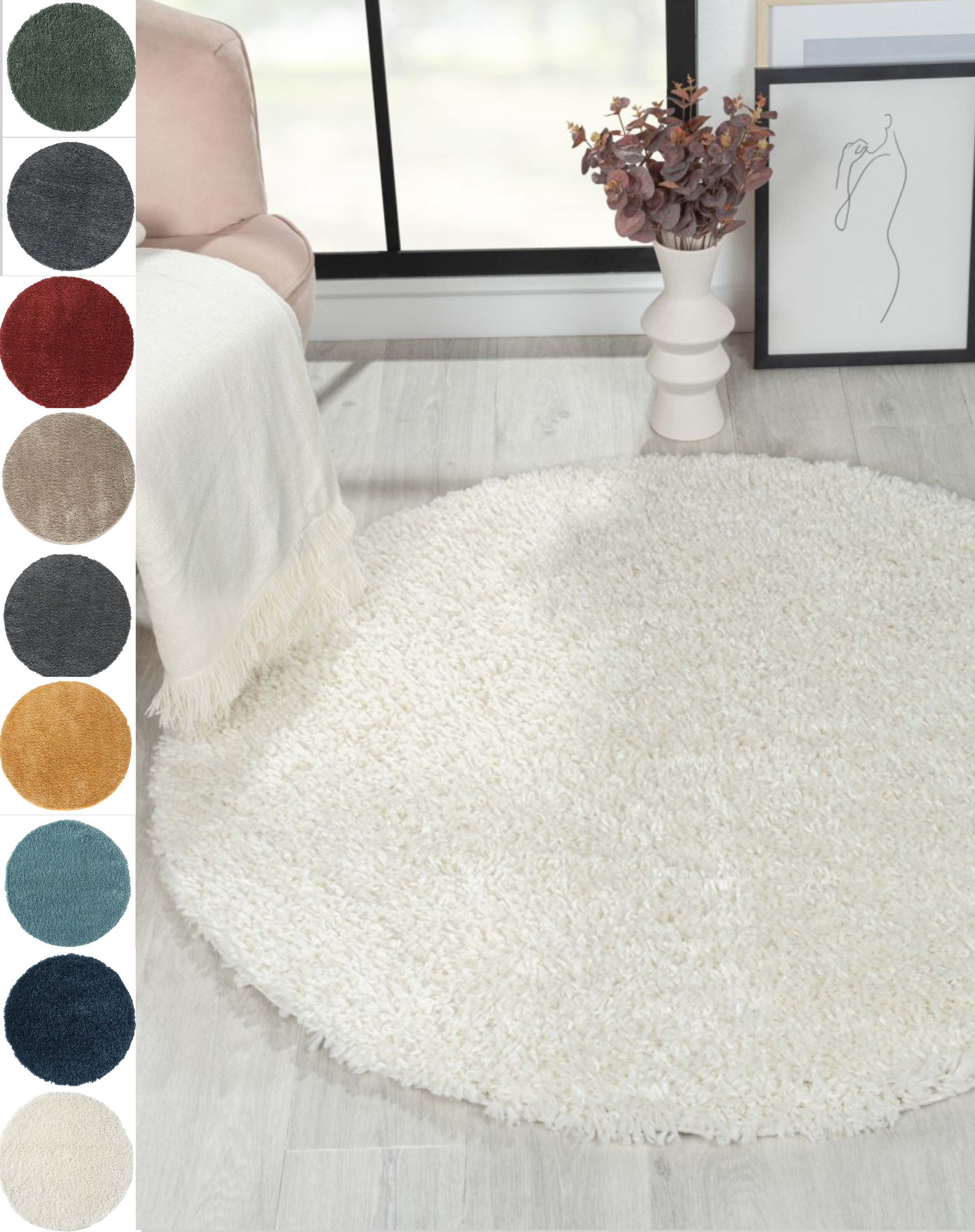 Myflair Möbel & Accessoires Hochflor-Teppich "My Shaggy" rund 37 mm Höhe Sh günstig online kaufen