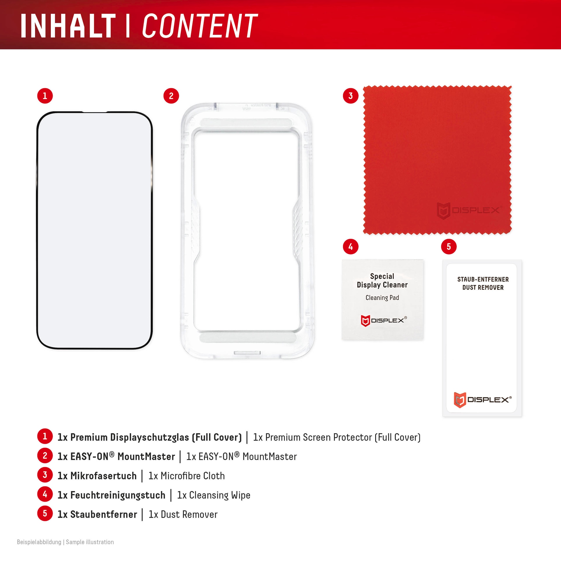 Displex Displayschutzglas »Premium Glass Screen Protector mit EASY-ON MountMaster« für Apple iPhone 17 Pro Max Displayschutzfolie, Schutzfolie, Bildschirmschutz, kratz- & stoßfest