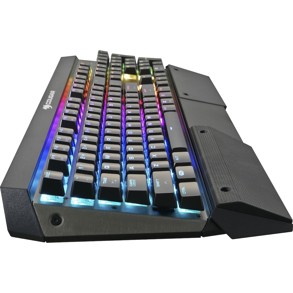 Cougar Gaming-Tastatur »ULTIMUS RGB Mechanisch«, (Easy-Switch-Fn-Tasten-Lautstärkeregler-Makro-Tasten-Multimedia-Tasten-Profil-Speicher-Windows-Sperrtaste-Ziffernblock)