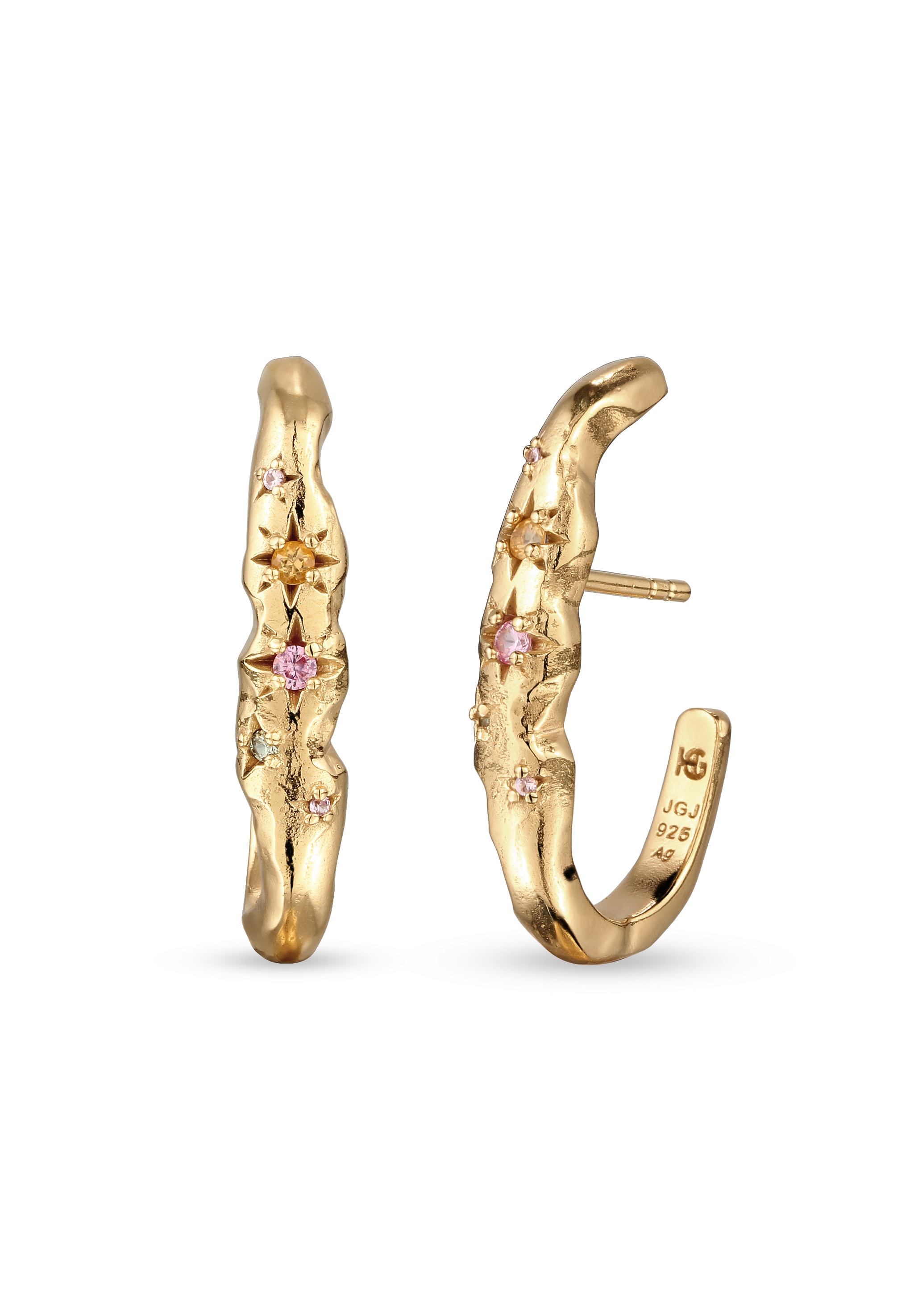 "Paar Ohrstecker HAZE & GLORY ""Ohrringe Synthetische Turmalin Gelb Citrine 925 Sterling Silber"" Gr. 28, gold, Ohrringe, Damen, 28, Silber 925