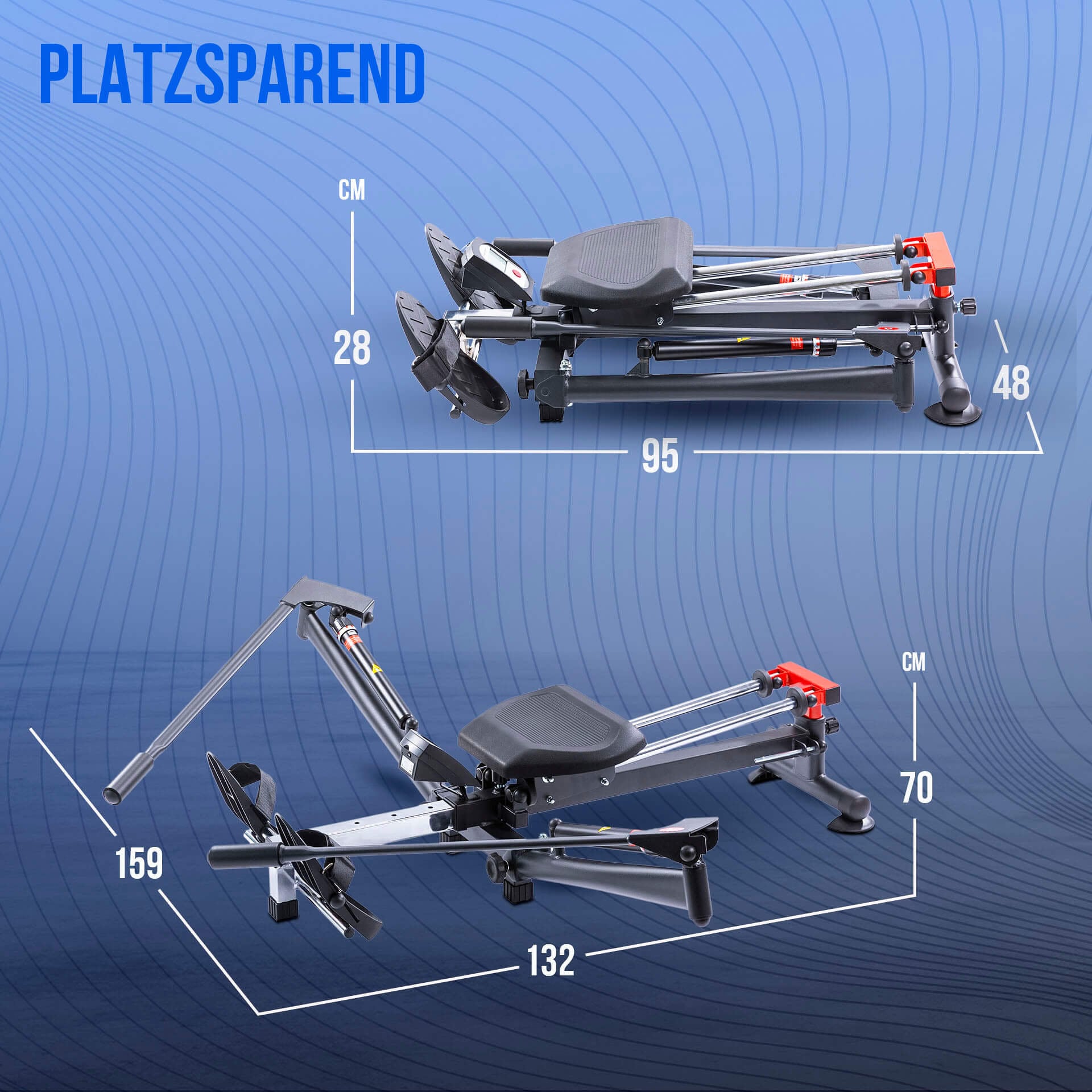 Christopeit Sport® Rudergerät »Accord NEU«, (Natürliche Ruderbewegung durch die Auslegarme), Rudermaschine, 12 Widerstandsstufen, Hydraulik