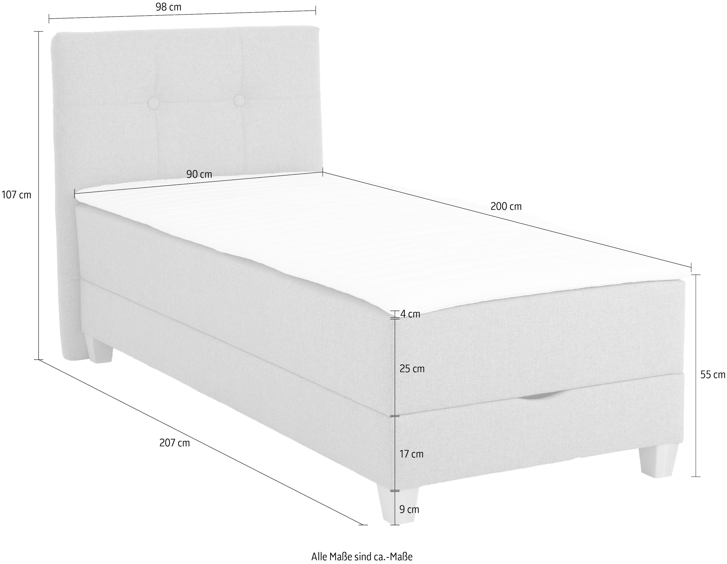 Home affaire Boxbett »Lonrai« in H2,H3 & H4 und XXL - Überlänge 220cm wählbar, inkl. Topper