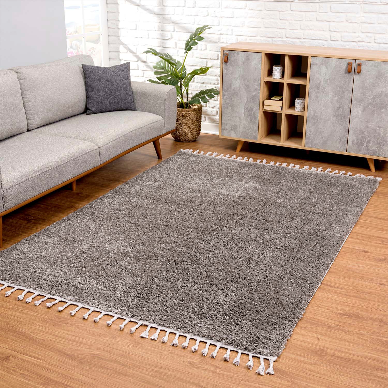 Carpet City Hochflor-Teppich "Pulpy 100", rechteckig, 30 mm Höhe, sehr weich, mit Fransen, uni, viele Größen, Wohnzimmer