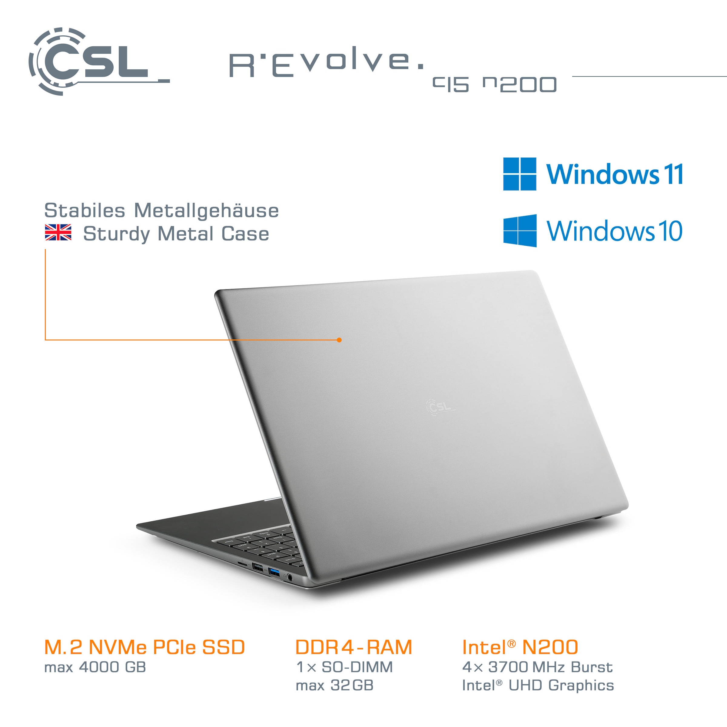CSL Notebook »R'Evolve C15 v3«, 39,6 cm, / 15,6 Zoll, Intel, N-Reihe, UHD Graphics, 1000 GB SSD