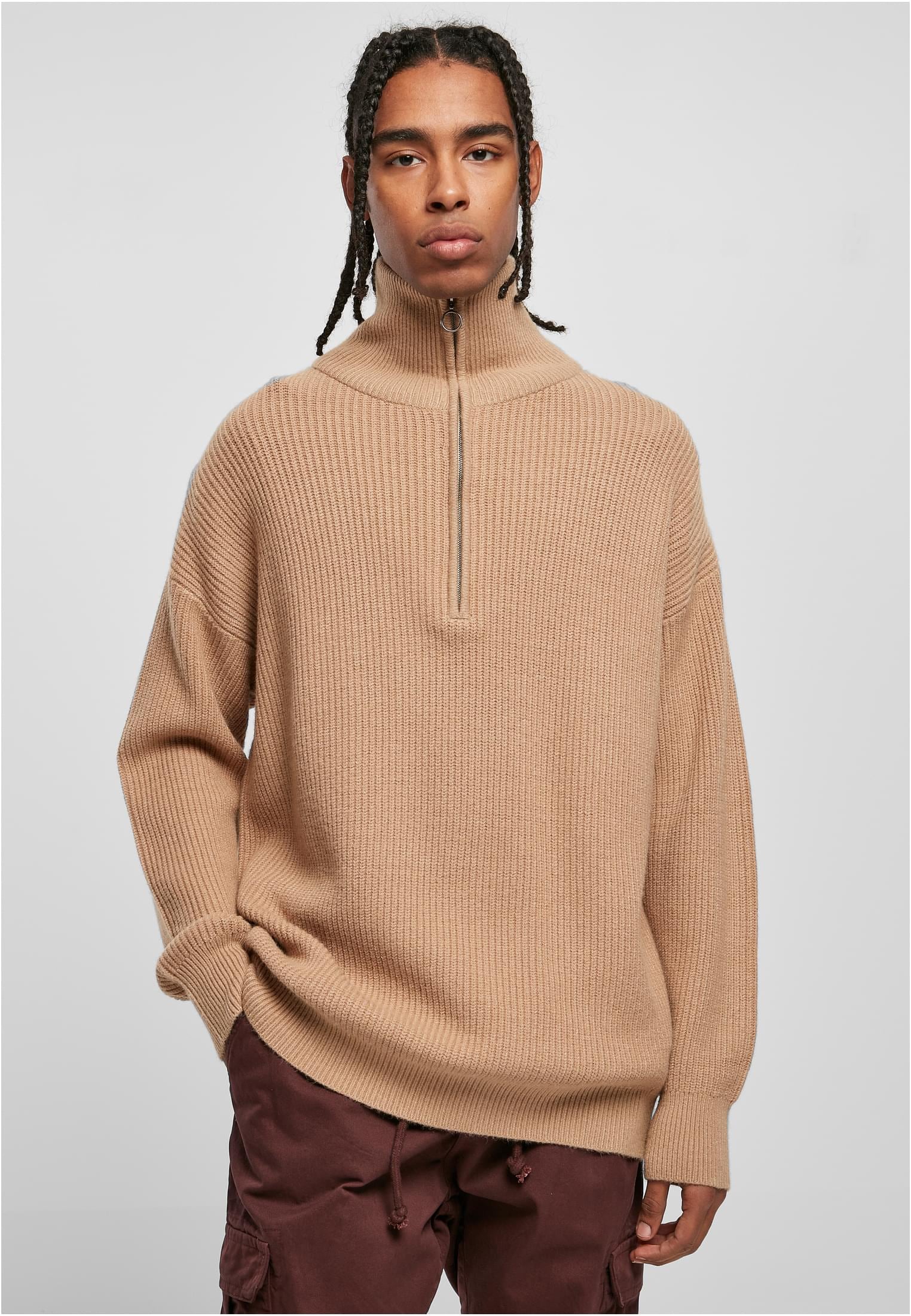 URBAN CLASSICS Sweater "Urban Classics Herren Oversized Knitted Troyer"