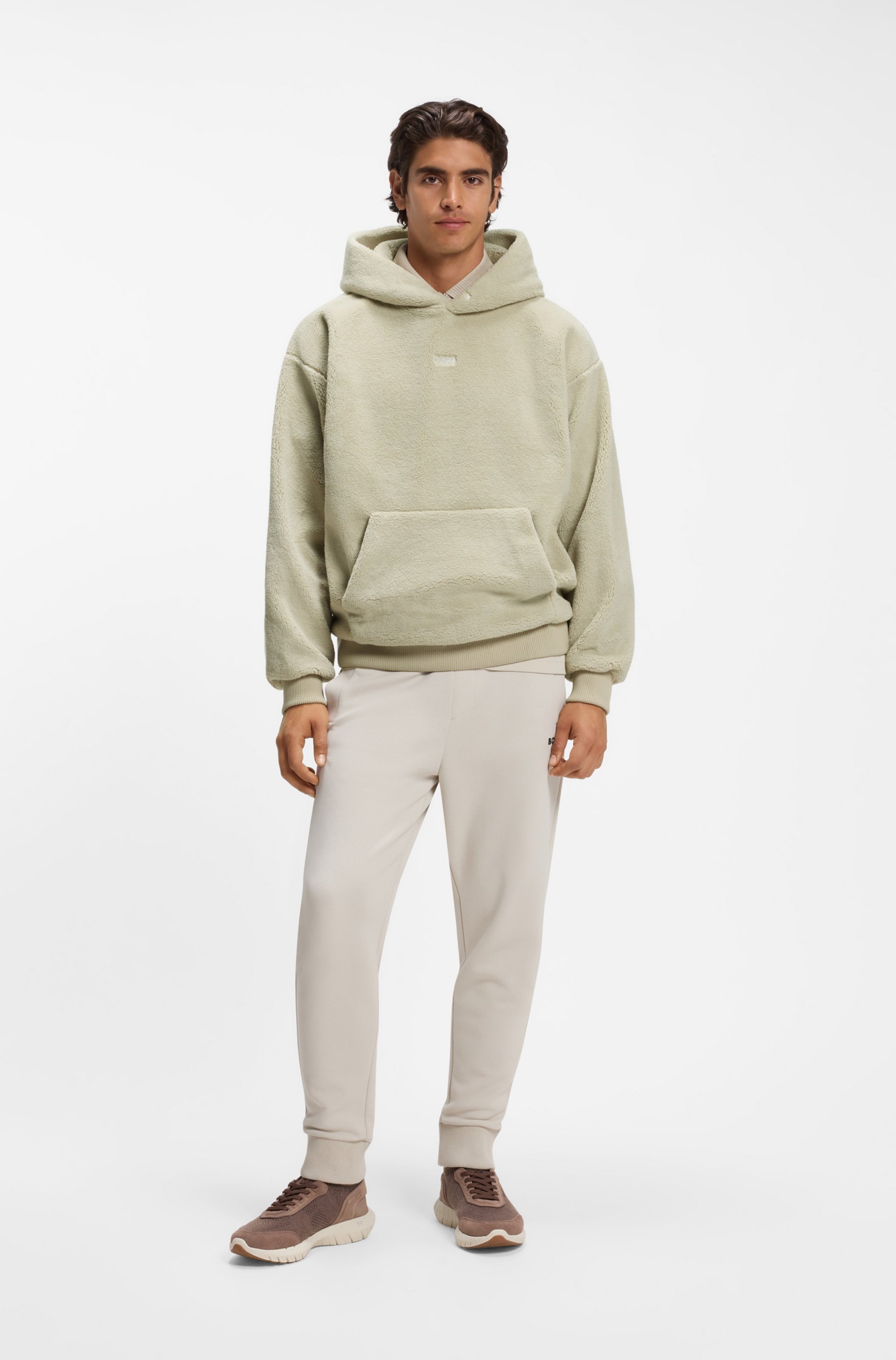 BOSS GREEN Hoodie , aus Teddyfleece, Relaxed Fit, Logostickerei
