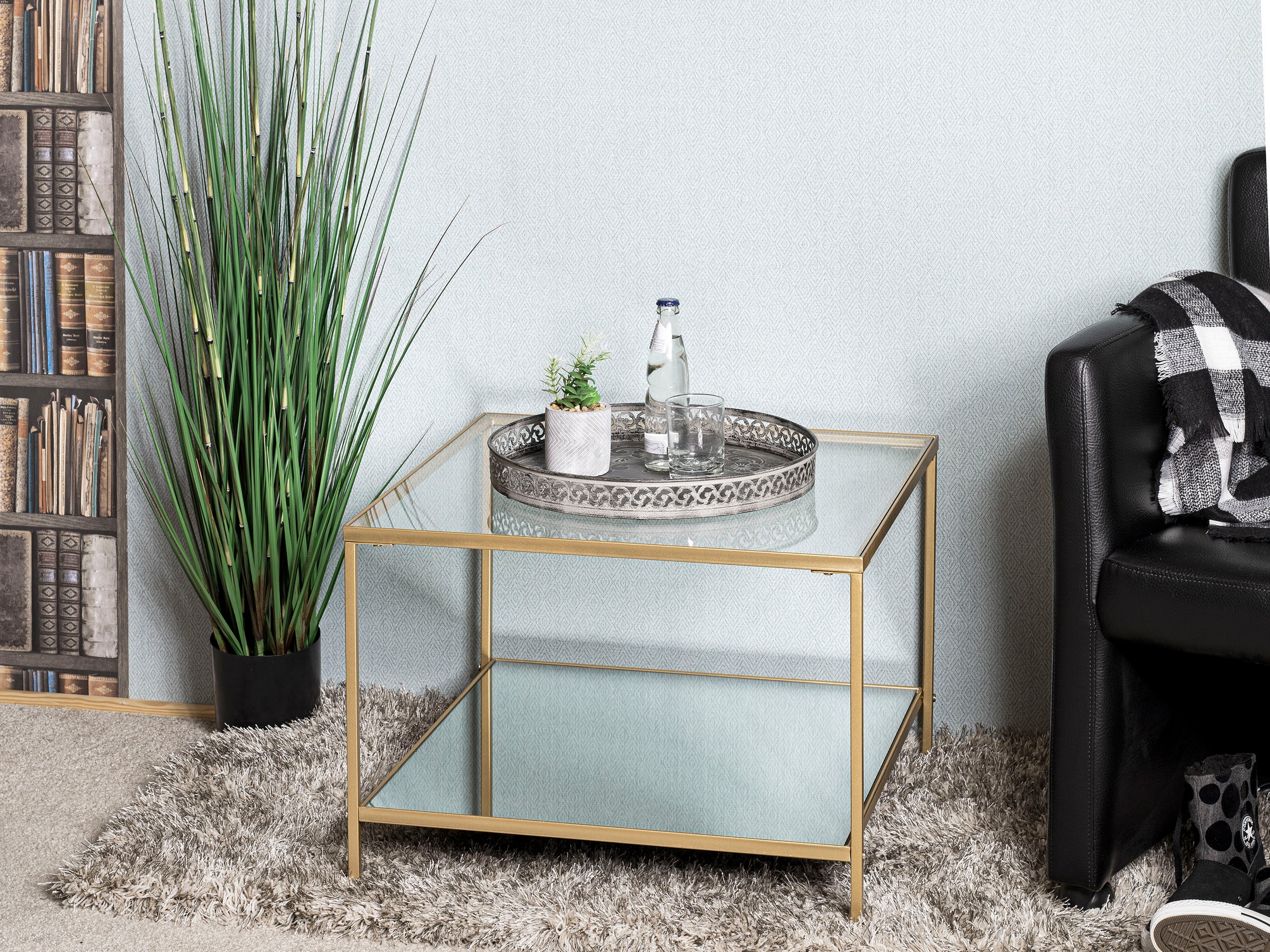 HAKU Beistelltisch "Sofatisch, Wohnzimmertisch" 1 Stk. tlg. quadratisch - aus Metall Gold B/T/H 60/60/45 cm