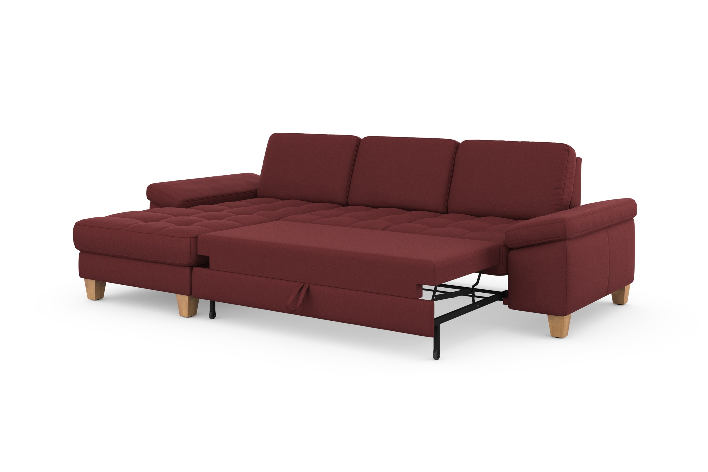 sit&more Ecksofa »Westham L-Form«, mit Recamiere, mit oder ohne Bettfunktion, Bettkasten, Füße Eiche