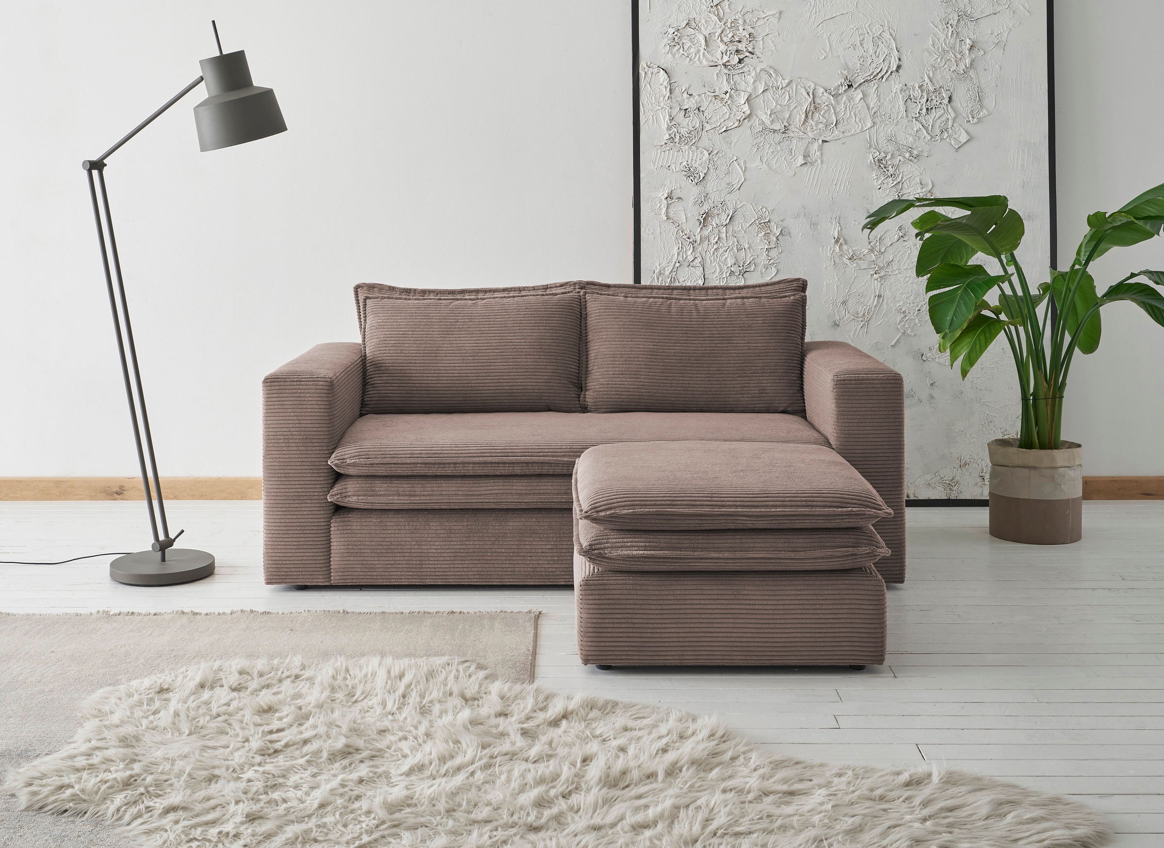 PLACES OF STYLE Sitzgruppe "PIAGGE" 2 Stk. tlg. 2-Sitzer-Sofa und Hocker kl günstig online kaufen
