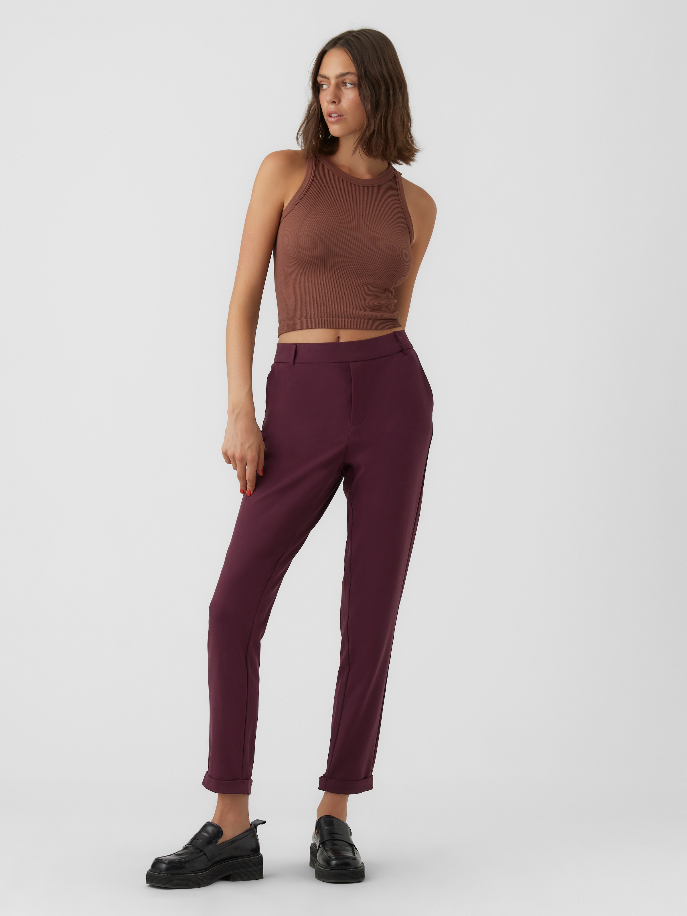Vero Moda Anzughose »VMMAYA MR LOOSE SOLID PANT NOOS«, knöchelfreie Form mit Saumaufschlag