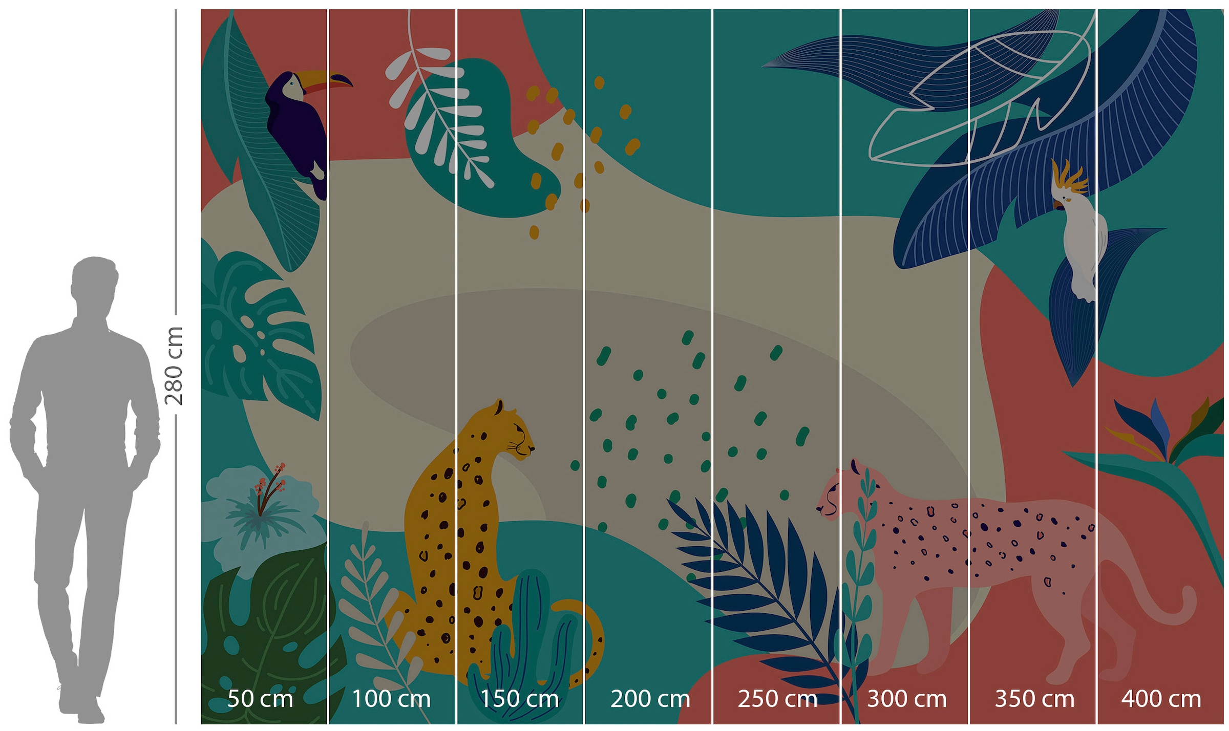 Komar Vliestapete »Digitaldruck Vlies -  Jungle Rendezvous - Größe 400 x 280 cm« bedruckt glatt Kinderzimmer