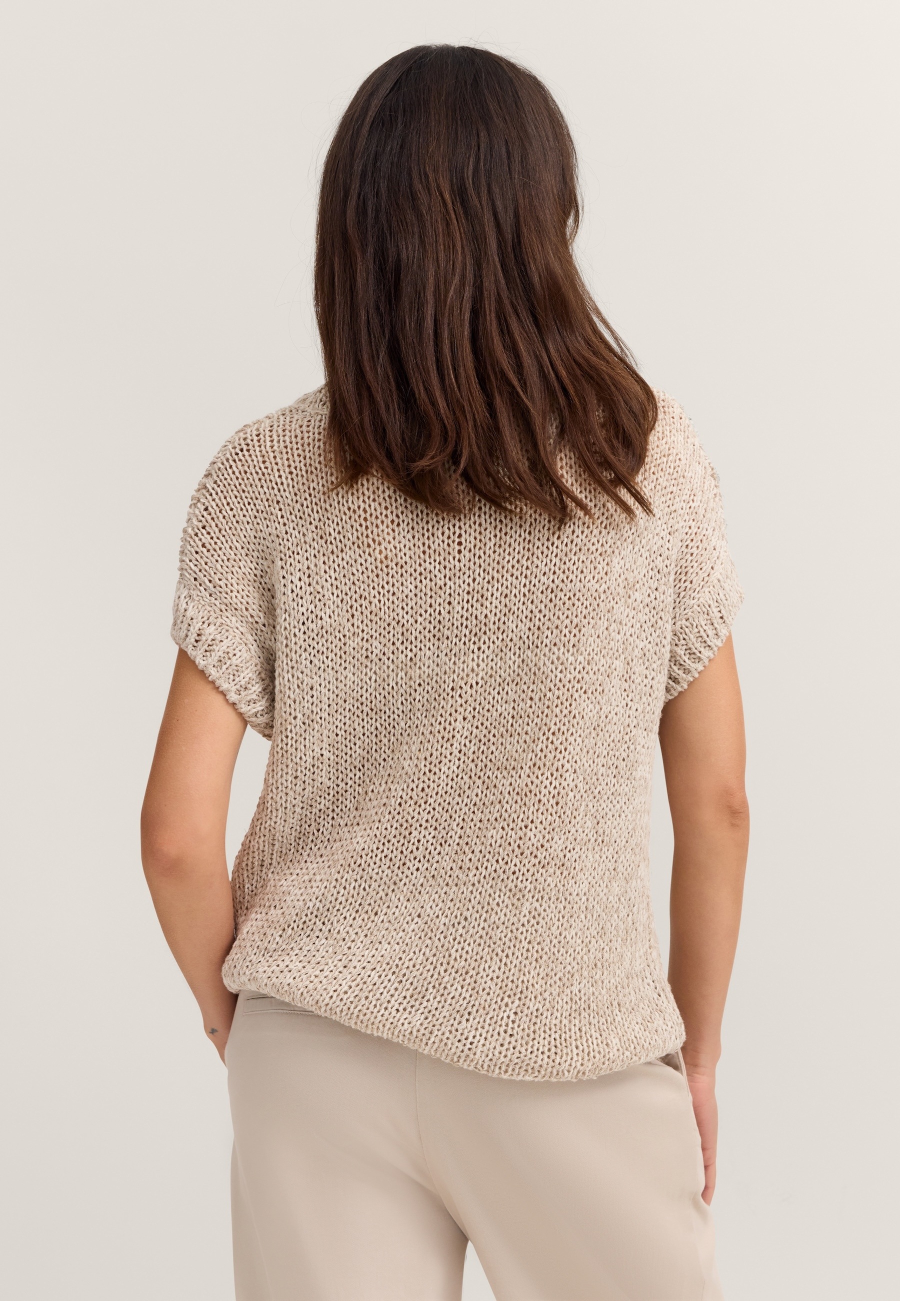 bugatti Pullunder aus Leinen-Baumwoll-Mix mit Rundhals günstig online kaufen