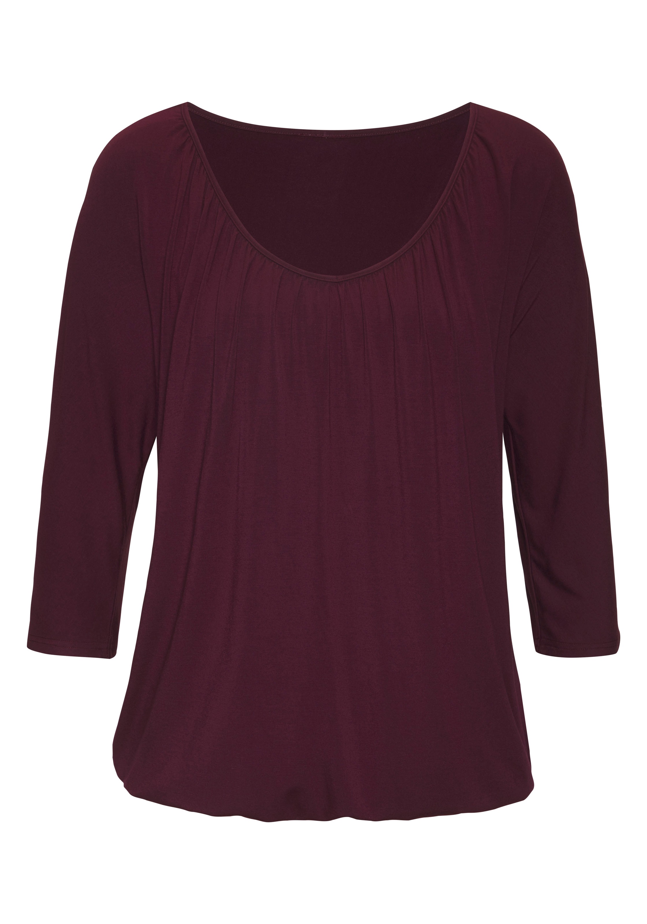 LASCANA 3/4-Arm-Shirt "mit zarter Raffung am Ausschnitt", aus weichem Visko günstig online kaufen