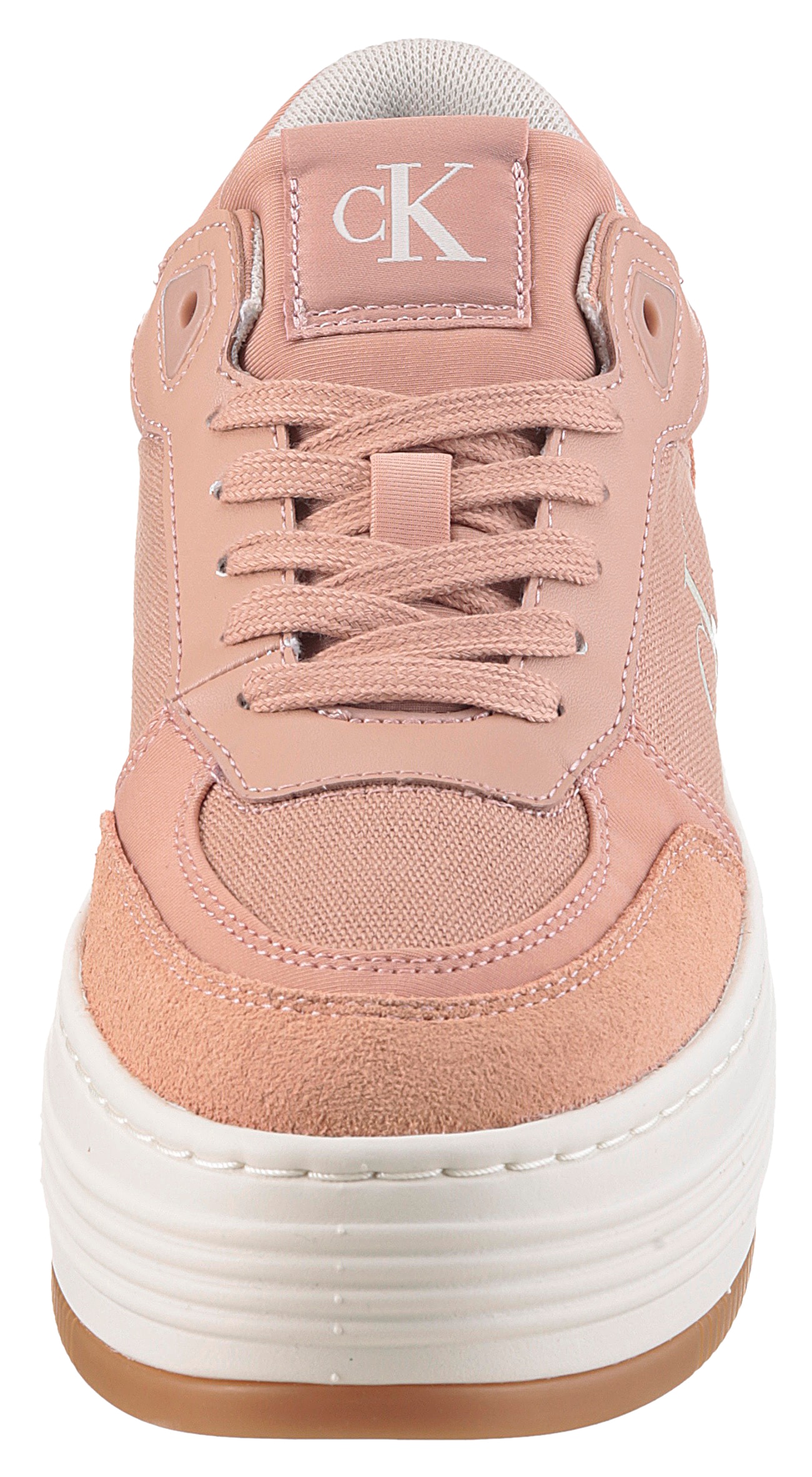 Calvin Klein Jeans Plateausneaker »BOLD FLATF LOW MIX MG MEDIA«, Schnürschuh, Freizeitschuh, Halbschuh mit seitlichem Logo