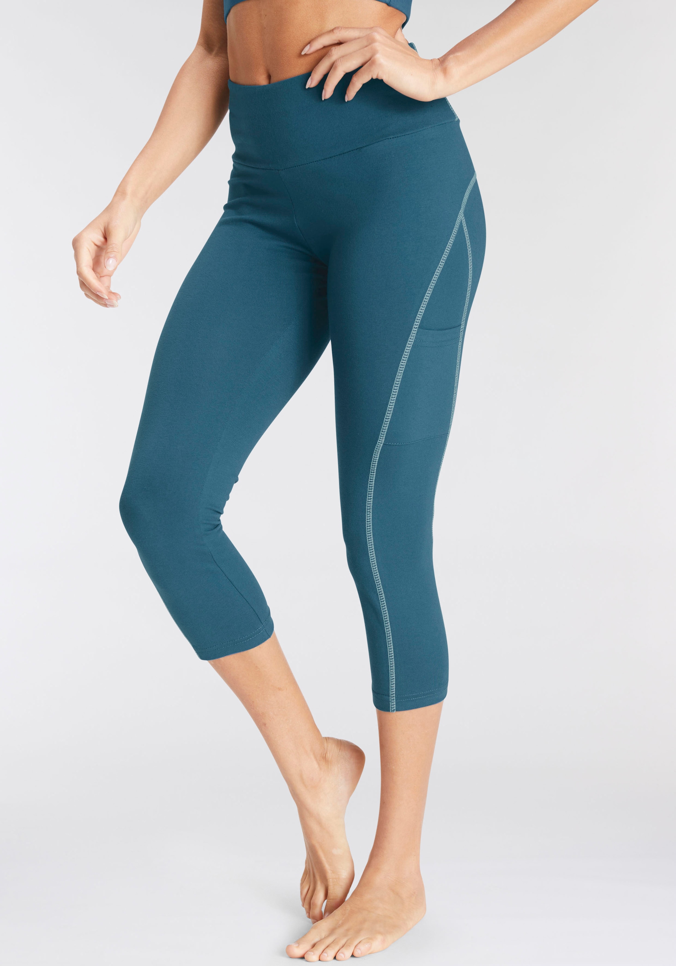 LASCANA ACTIVE Caprileggings »-Sporthose«, mit Kontrastnähten und breitem Bund