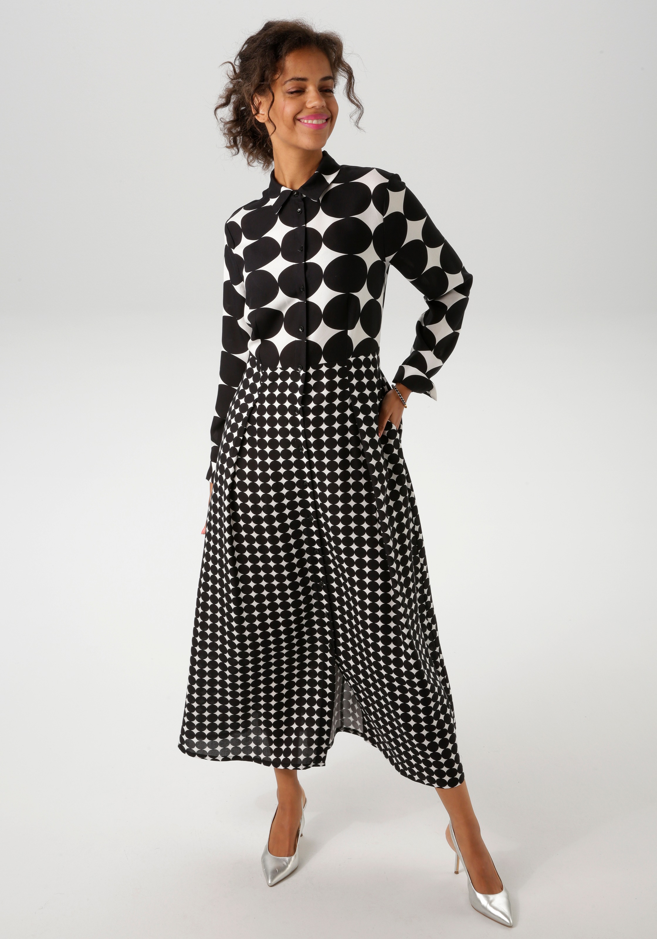 Aniston CASUAL Maxikleid, im Mustermix aus großen und kleinen Kreisen günstig online kaufen