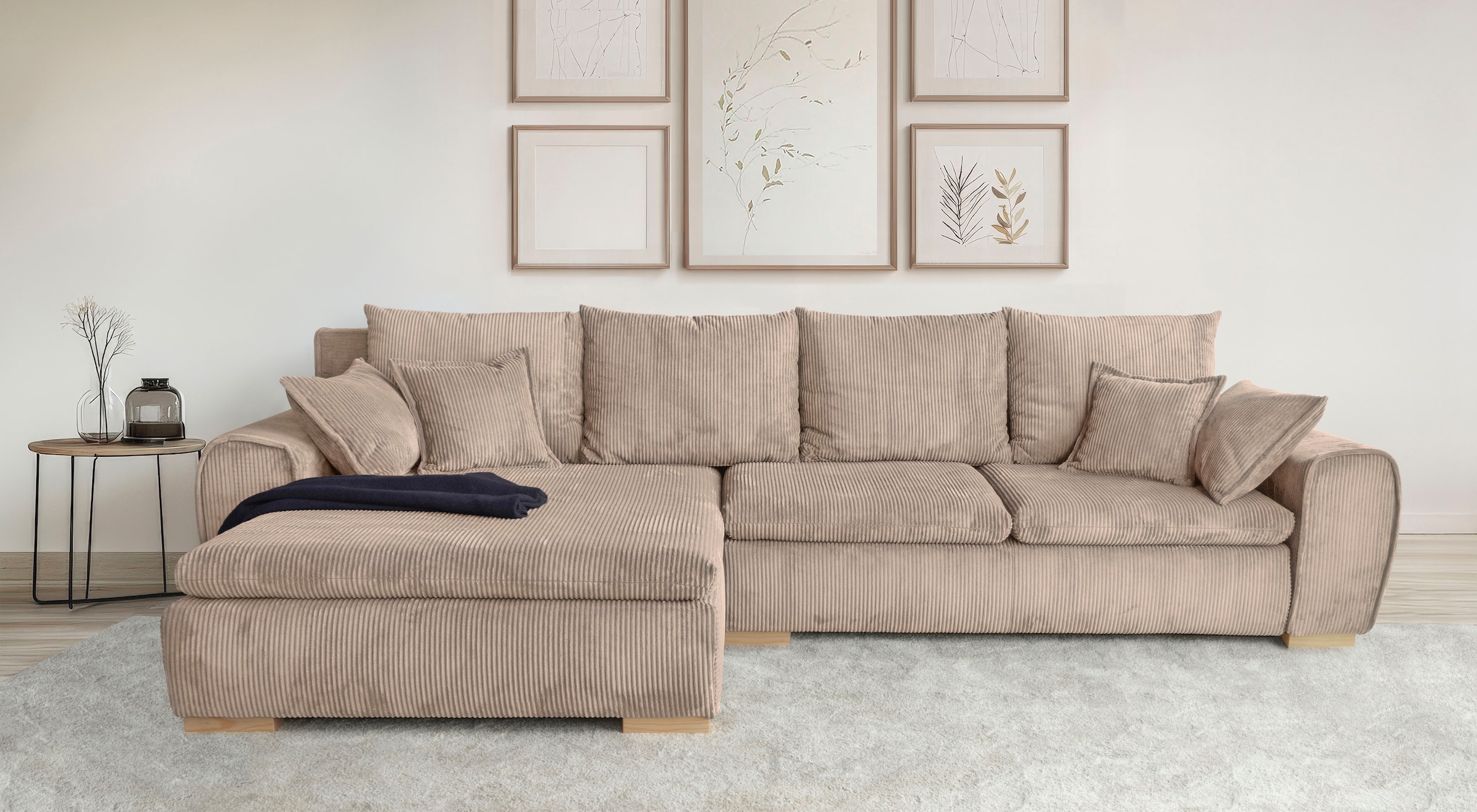 Home affaire Ecksofa »Katja L-Form«, Cord Bezug, inkl. Schlaffunktion und Stauraum