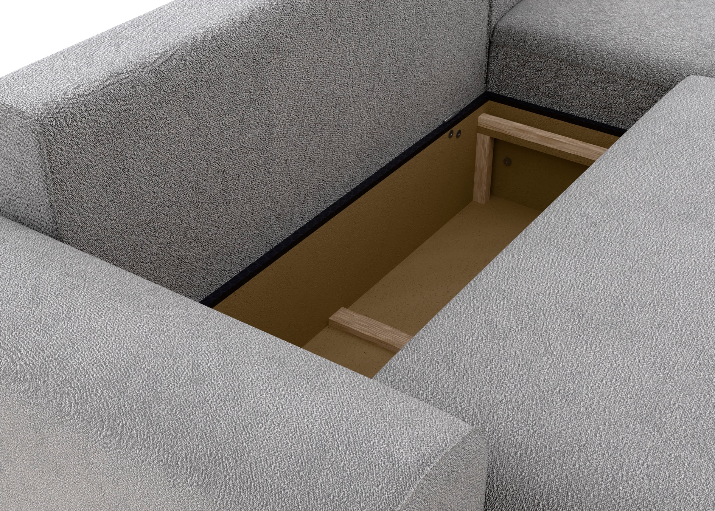 TRENDMANUFAKTUR Ecksofa »Fordon, Schlafsofa mit Bettkasten, Couch in L-Form, Breite 250 cm«, in Struktur fein LEO, haustierfreundlich, schlamm, Recamiere rechts