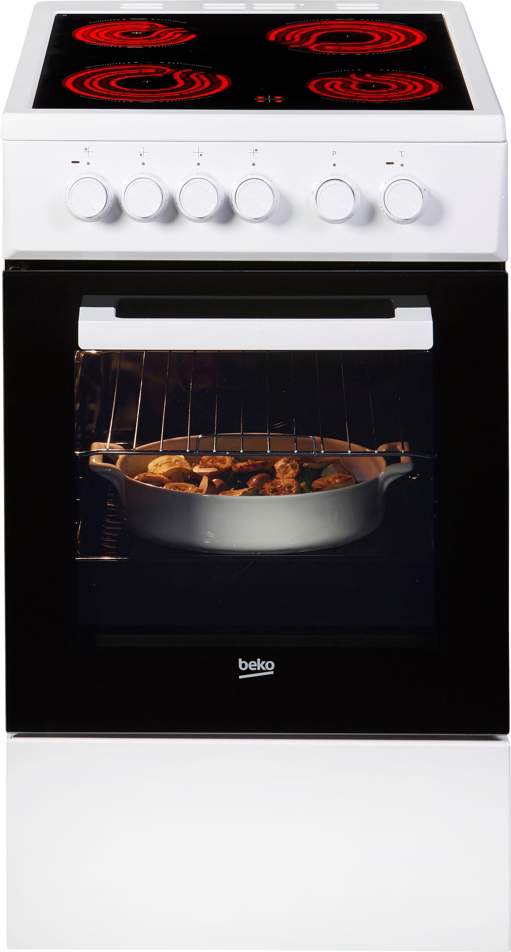BEKO Elektro-Standherd »FSS57000GW«, mit Backauszug, Simple Steam Reinigungsfunktion, mit Kleinflächengrill