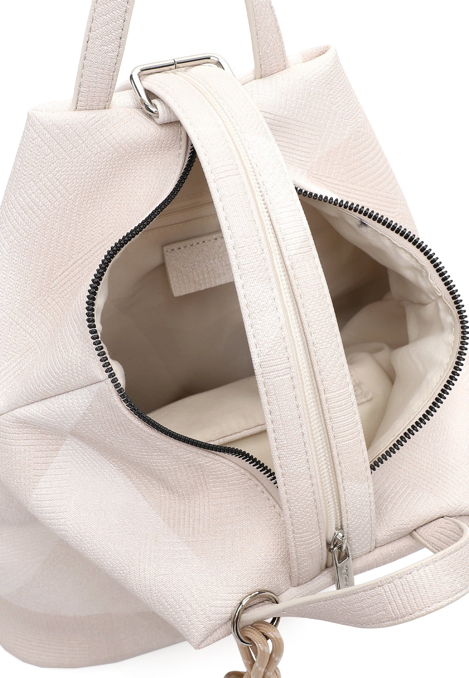 Rucksack TAMARIS "Rucksack TAS Karen", Damen, Gr. B/H/T: 29cm x 31cm x 17cm, beige (ecru 320), Obermaterial: 60% Polyurethan PU. 40% Polyester PES., Rucksäcke Rucksack 3