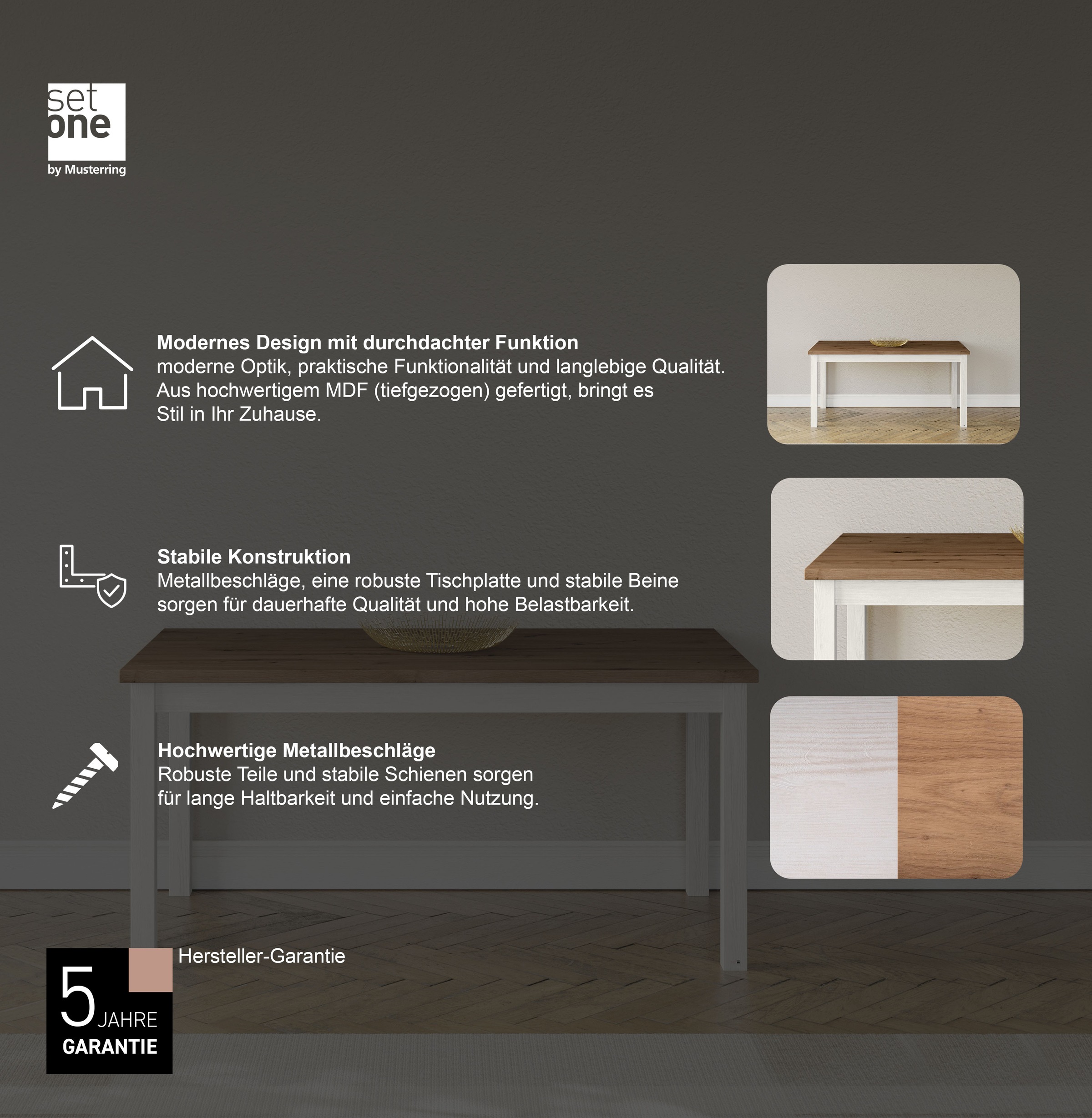 Thumbnail - set one by Musterring Esstisch "York" in 3 Farbvarianten und 4 Größen erhältlich, mit Eiche-Platte