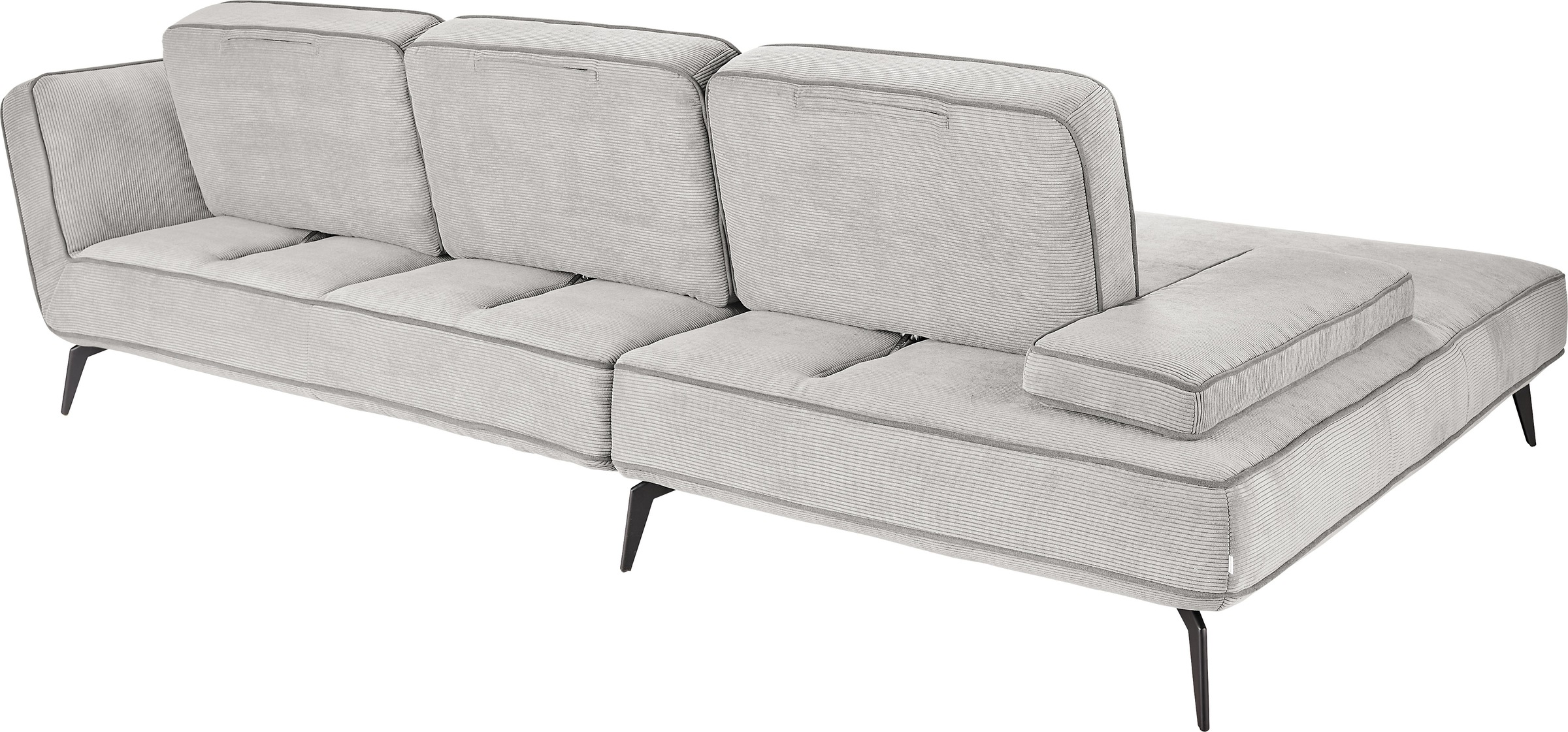 set one by Musterring Ecksofa »SO 4500, Füße schwarz matt, inkl Schwenkrückenfunktion, Cord, L-Form«, wahlweise mit Kopfstütze/Armteilverstellung/Rückenneigung