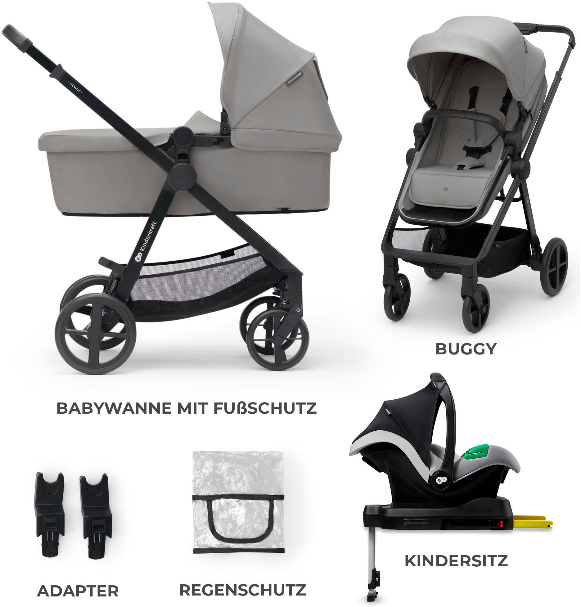 Kinderkraft Kombi-Kinderwagen "NEWLY 4IN1 MINK PRO" 22 kg