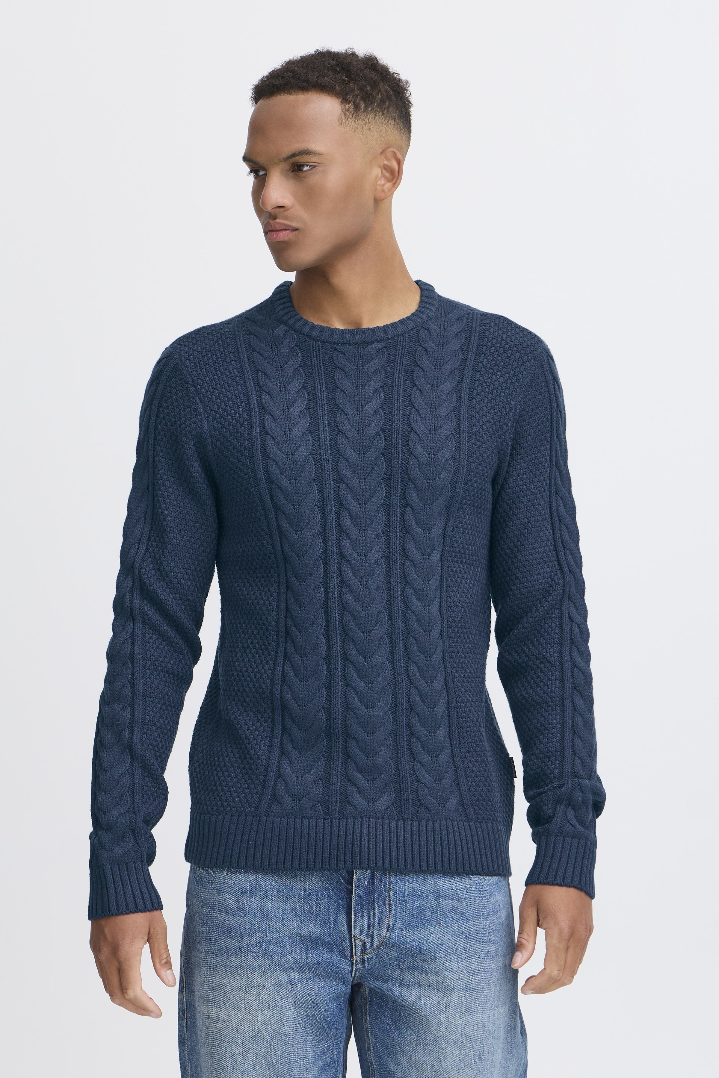 Blend Strickpullover "BHBASIM Crew" aus Baumwollmischung, Regular Fit, mit Rundhalsausschnitt