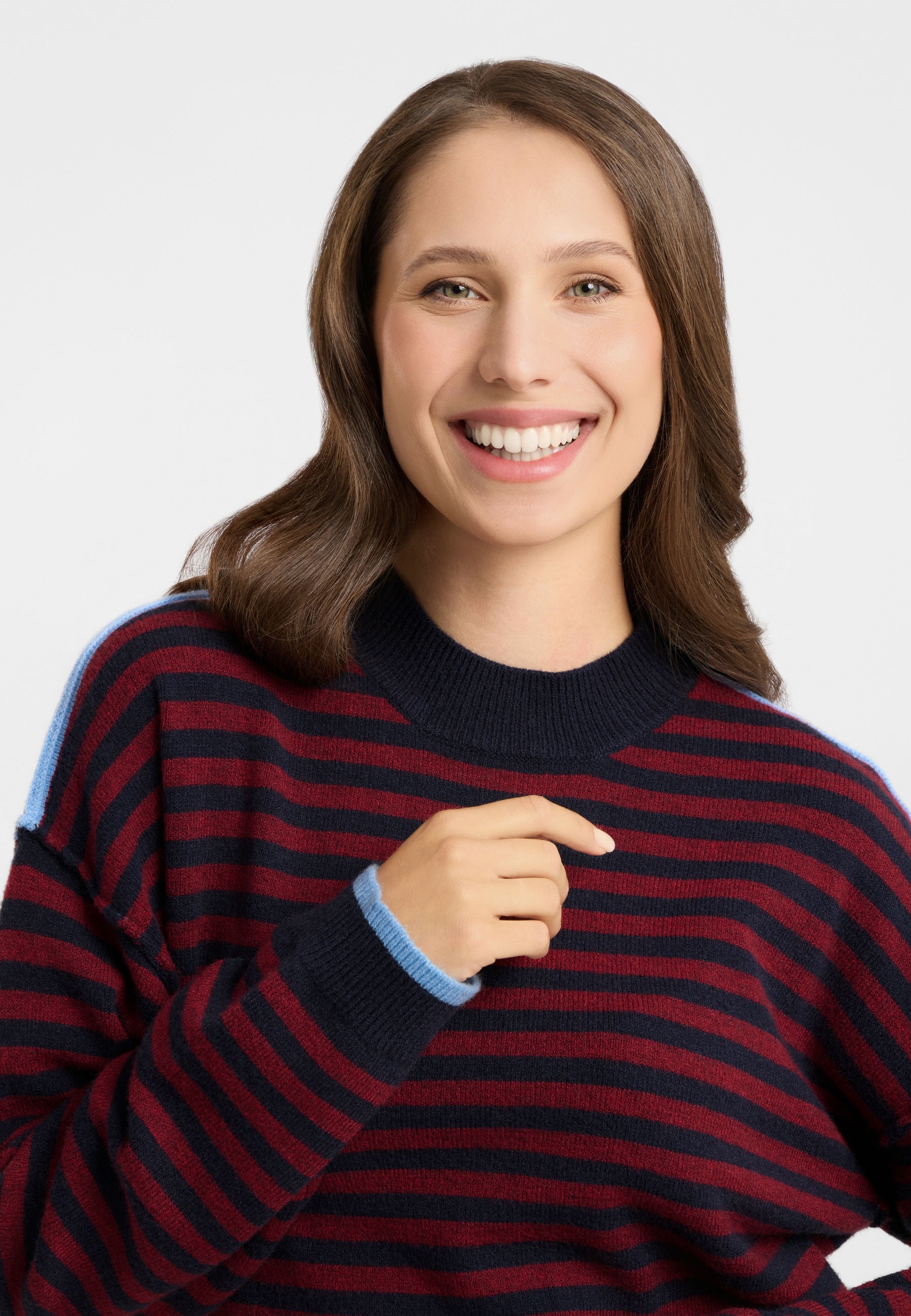 Frieda & Freddies Strickpullover »Frieda & Freddies Streifenpullover mit Stehkragen«