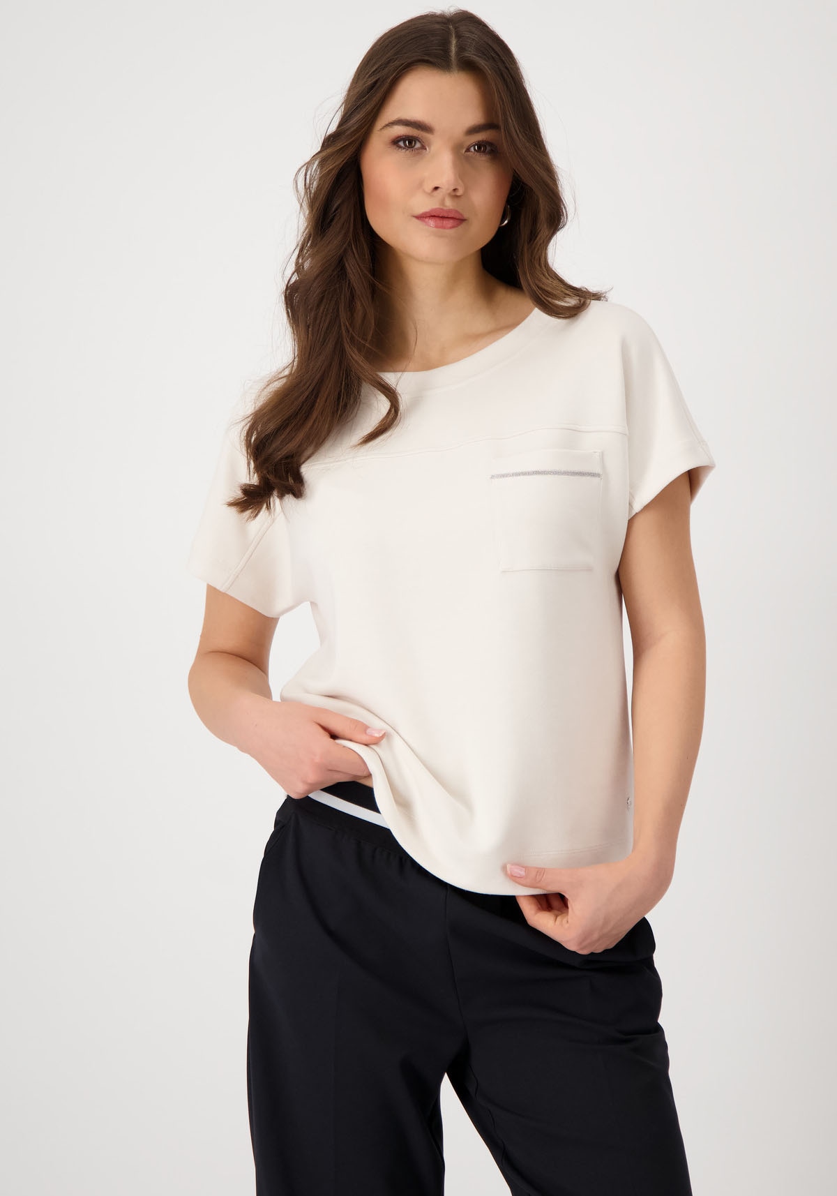 Monari Sweatshirt "Sweatshirt Basic Kette" mit Glitzertasche günstig online kaufen