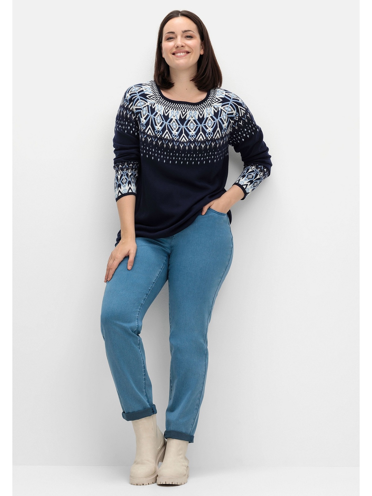 Sheego Strickpullover »Große Größen«, mit Norwegermuster