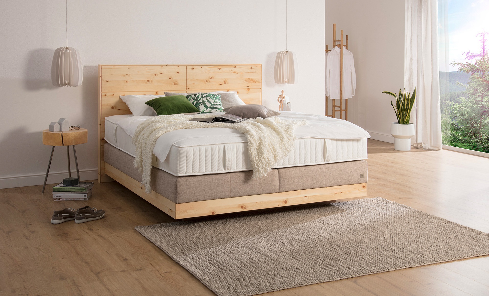 ADA premium Boxspringbett »Chalet«, Grand Comfort TF 1000 PM, Zirbenholz natur geölt